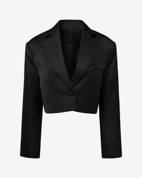 Lightweight Construction Cropped Satin Blazer