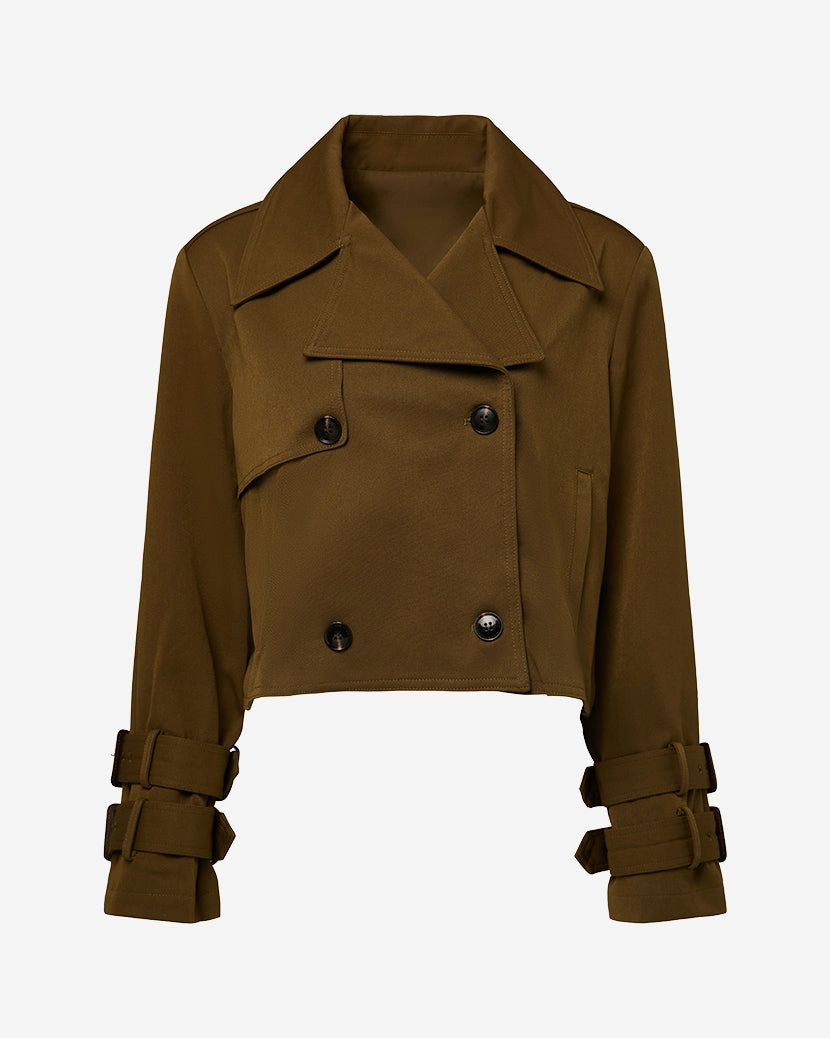 Packable design Cropped Trench Coat