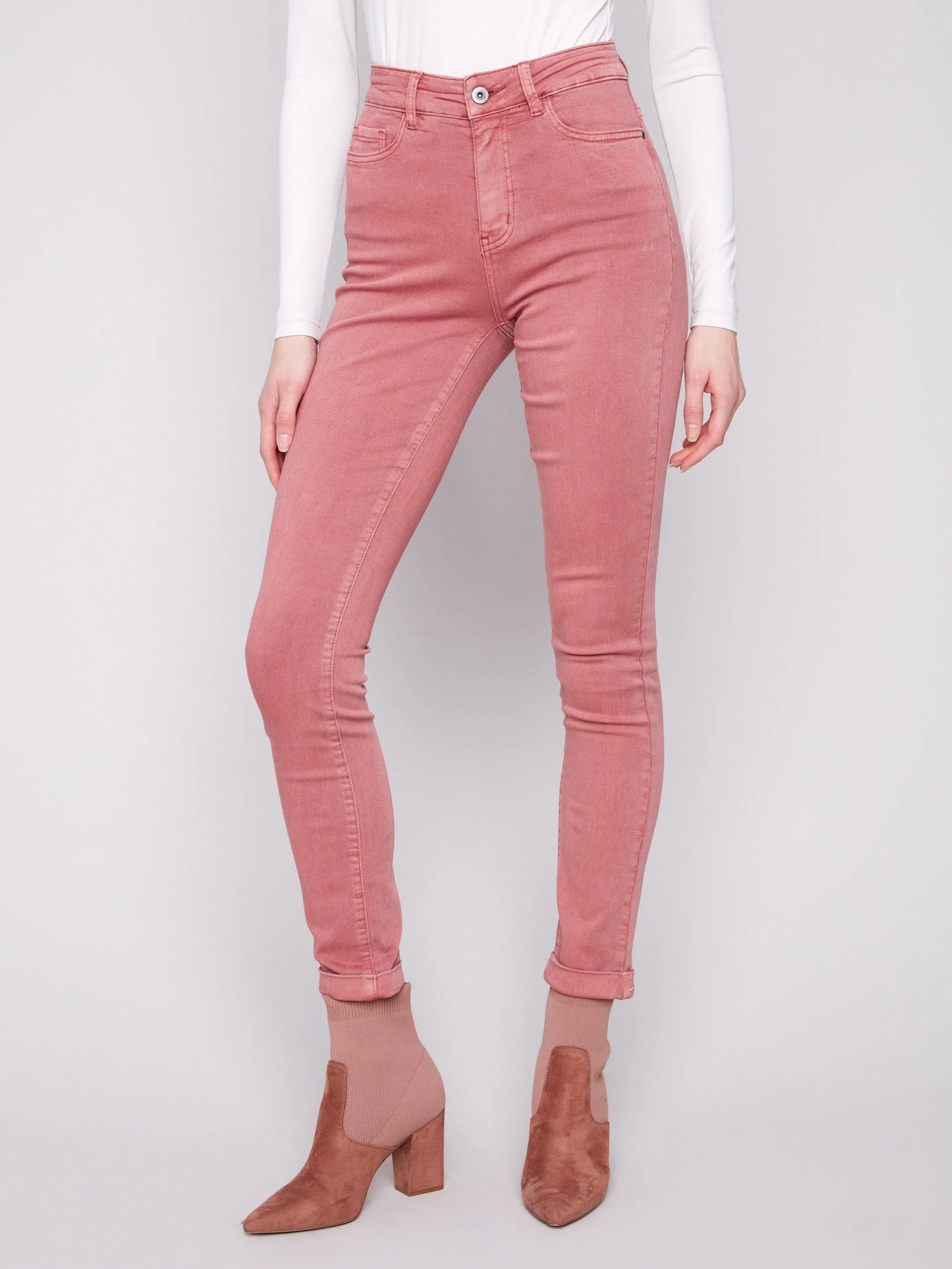 Clean Fit Cuffed Hem Twill Jeans - Primrose
