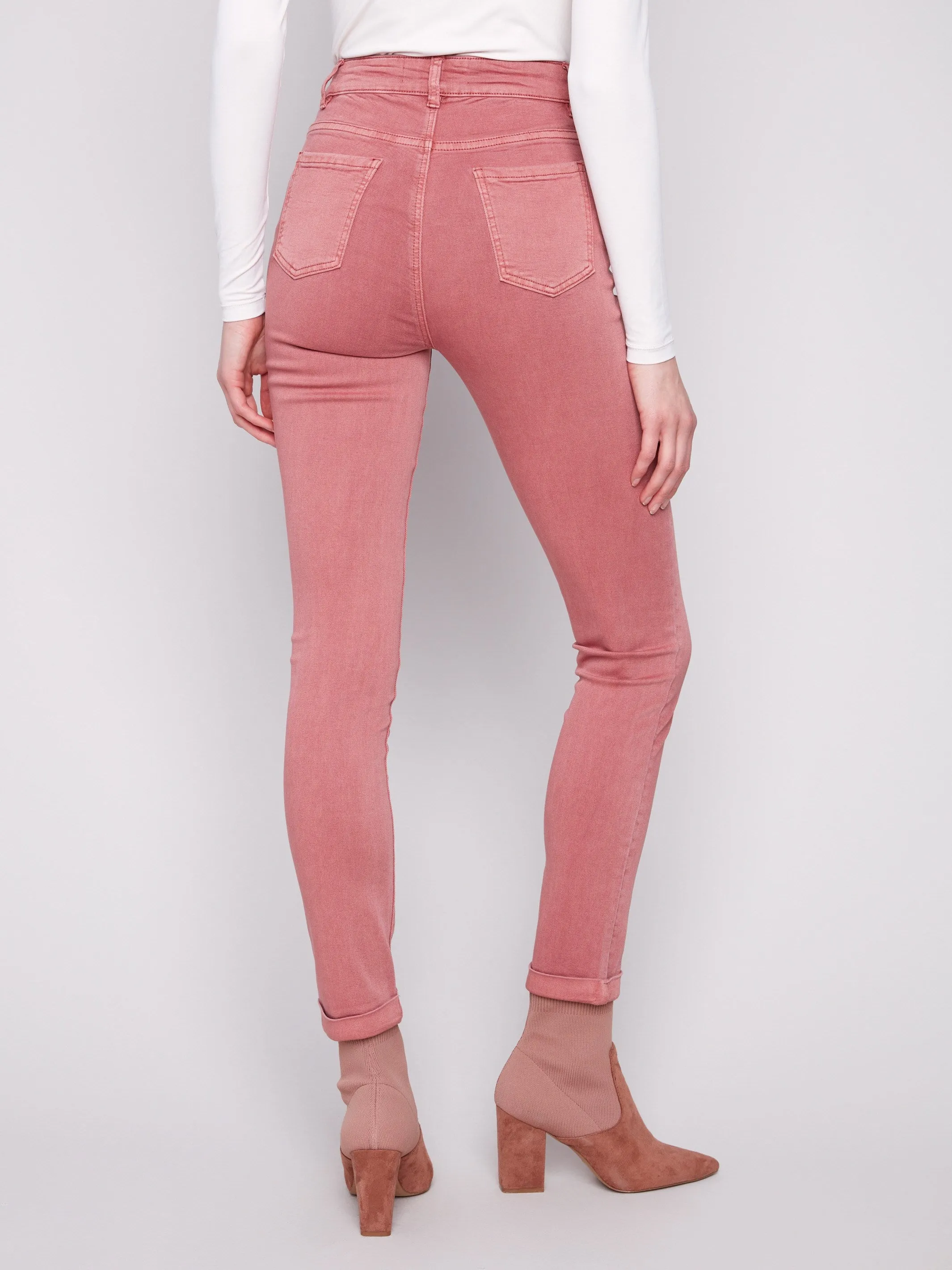 Cuffed Hem Twill Jeans - Primrose Flexible Motion
