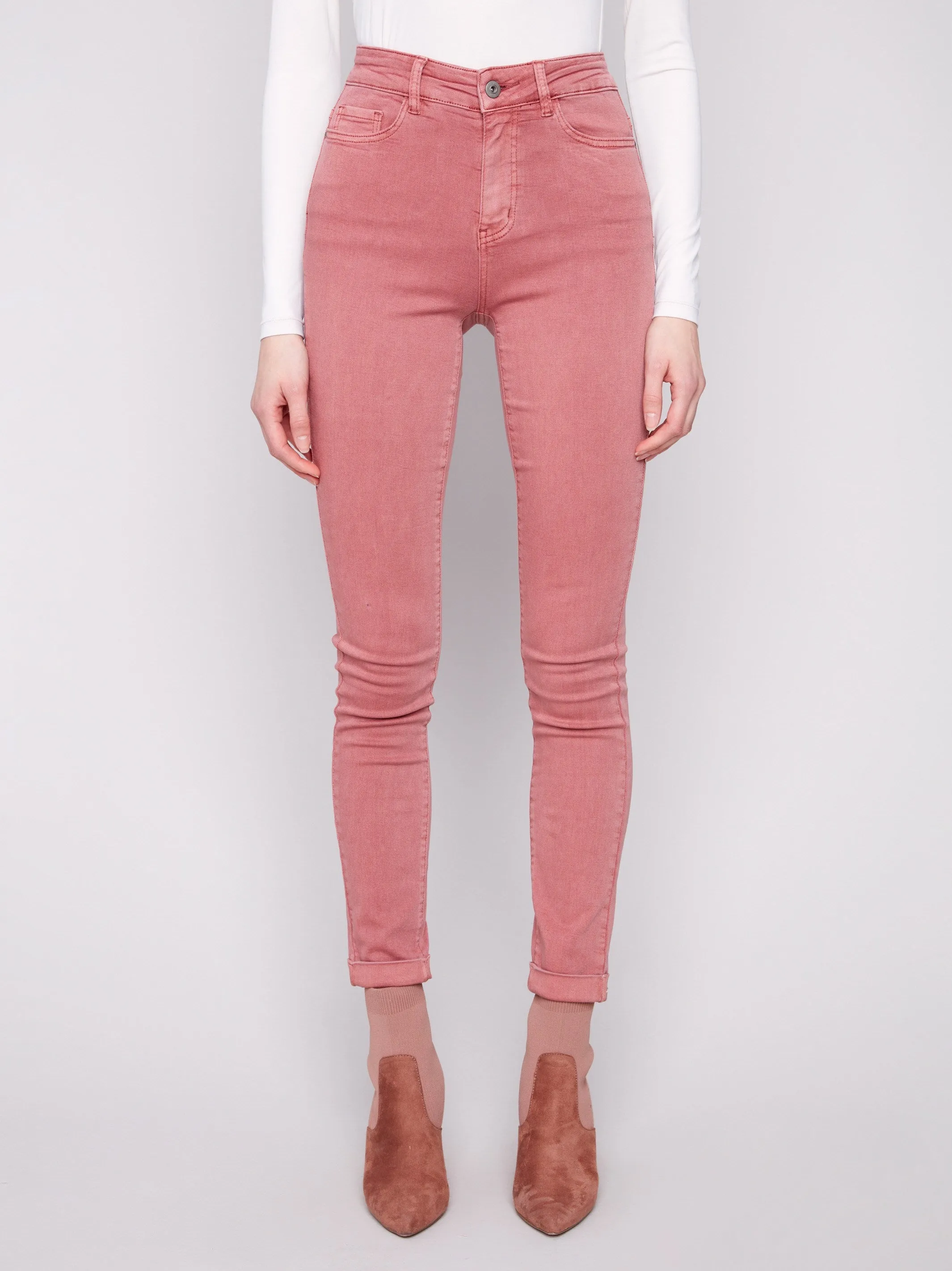 NonSlipInnerGrip Cuffed Hem Twill Jeans - Primrose