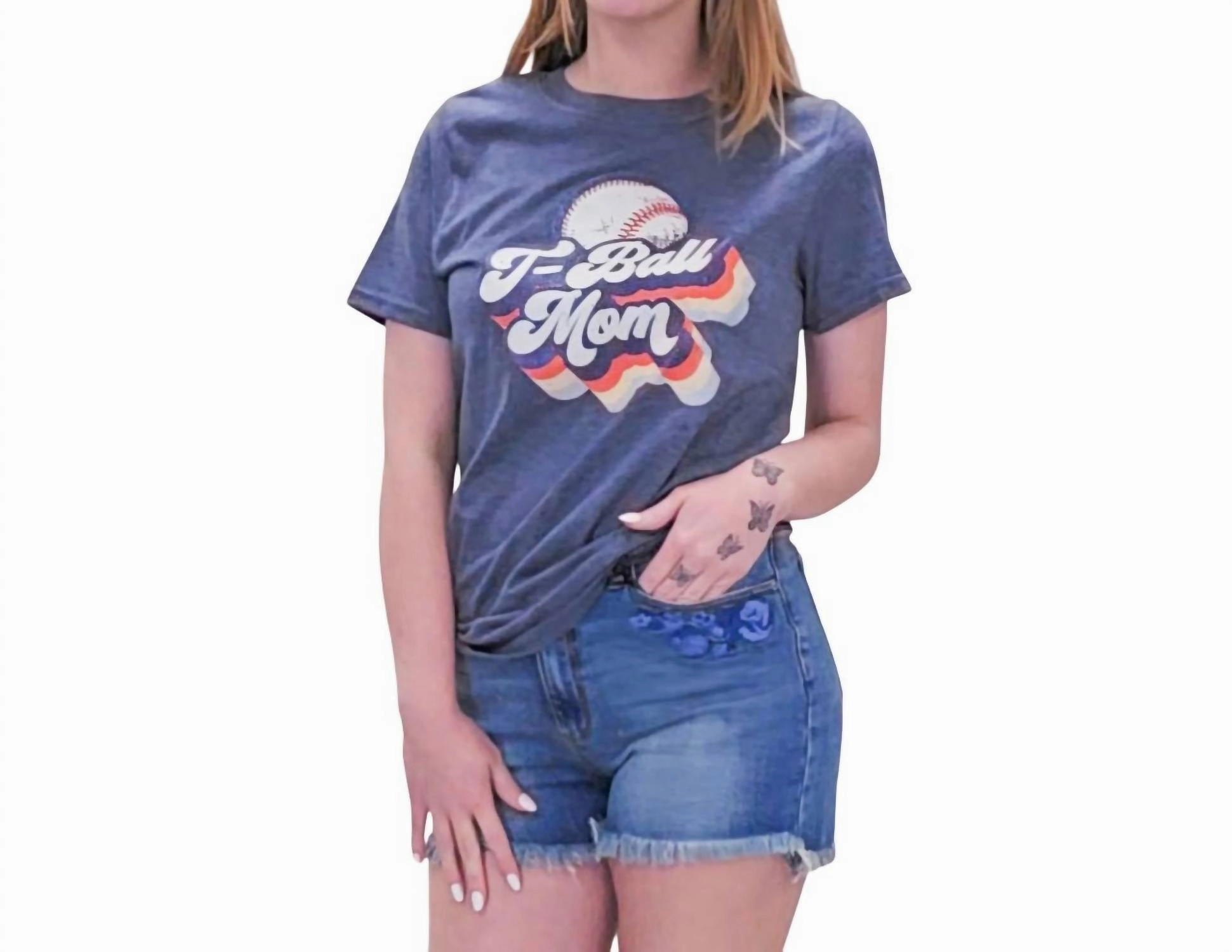 dress shirt vacation look Embroidery Detail Denim Shorts In Blue