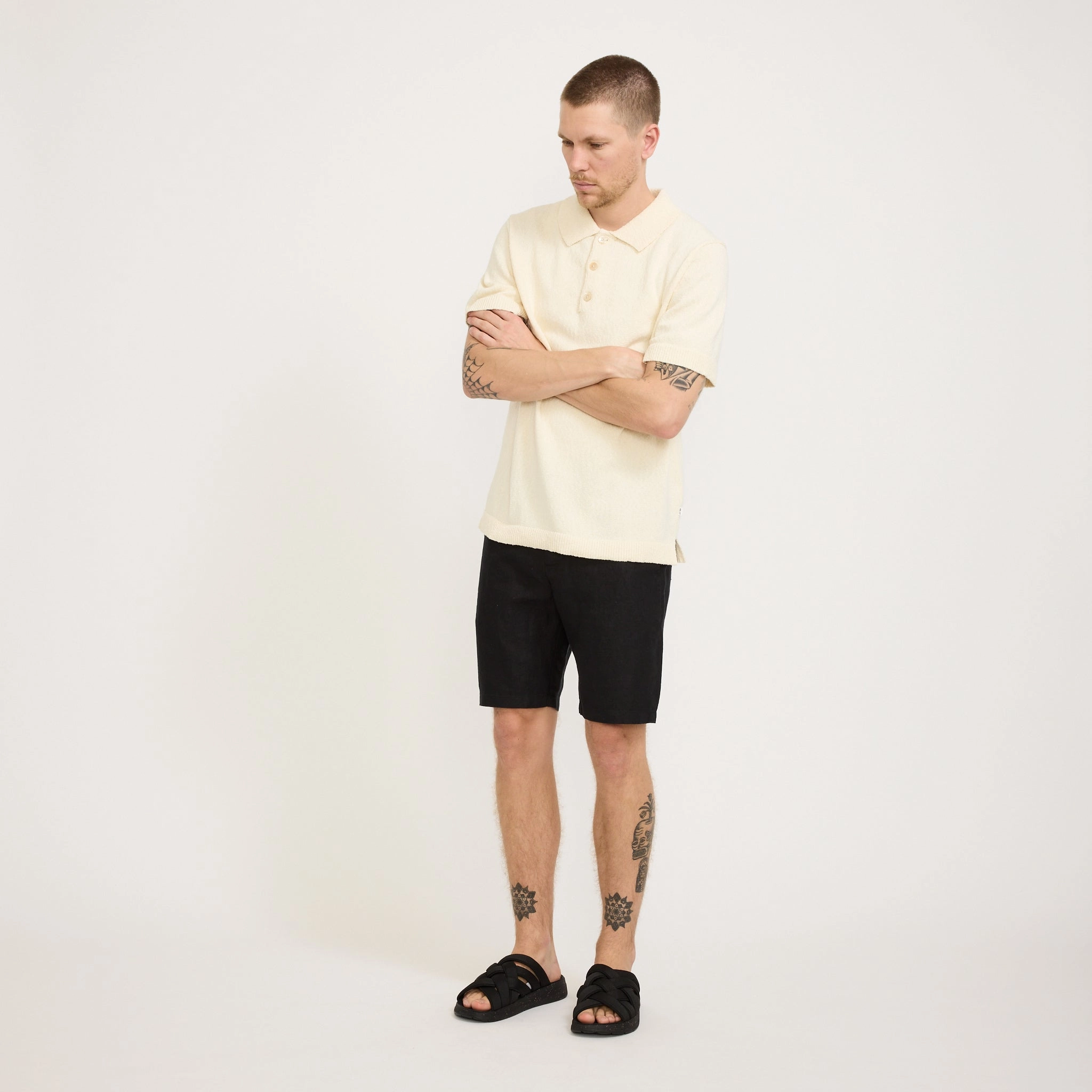 custom-made Seb Casual Linen Shorts Black