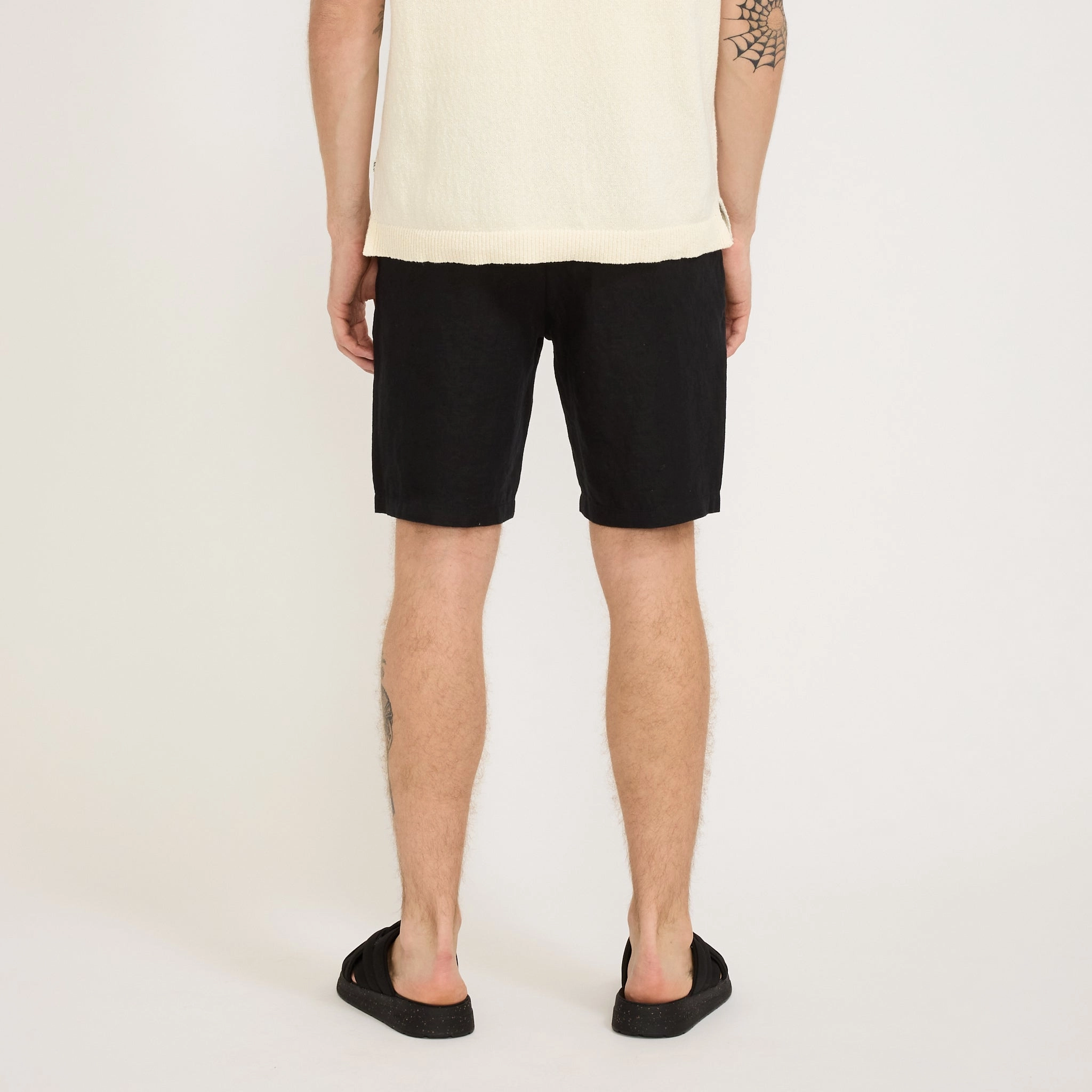 Seb Casual Linen Shorts Black wrinkle - resistant Balanced Design