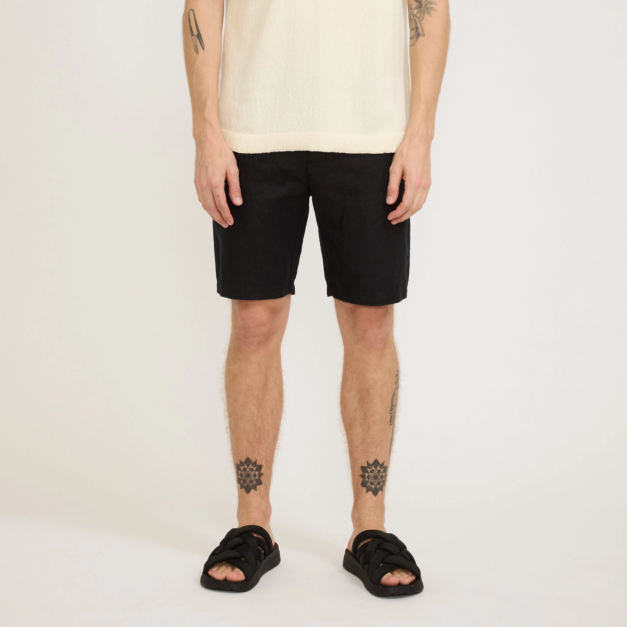 No Friction Seb Casual Linen Shorts Black