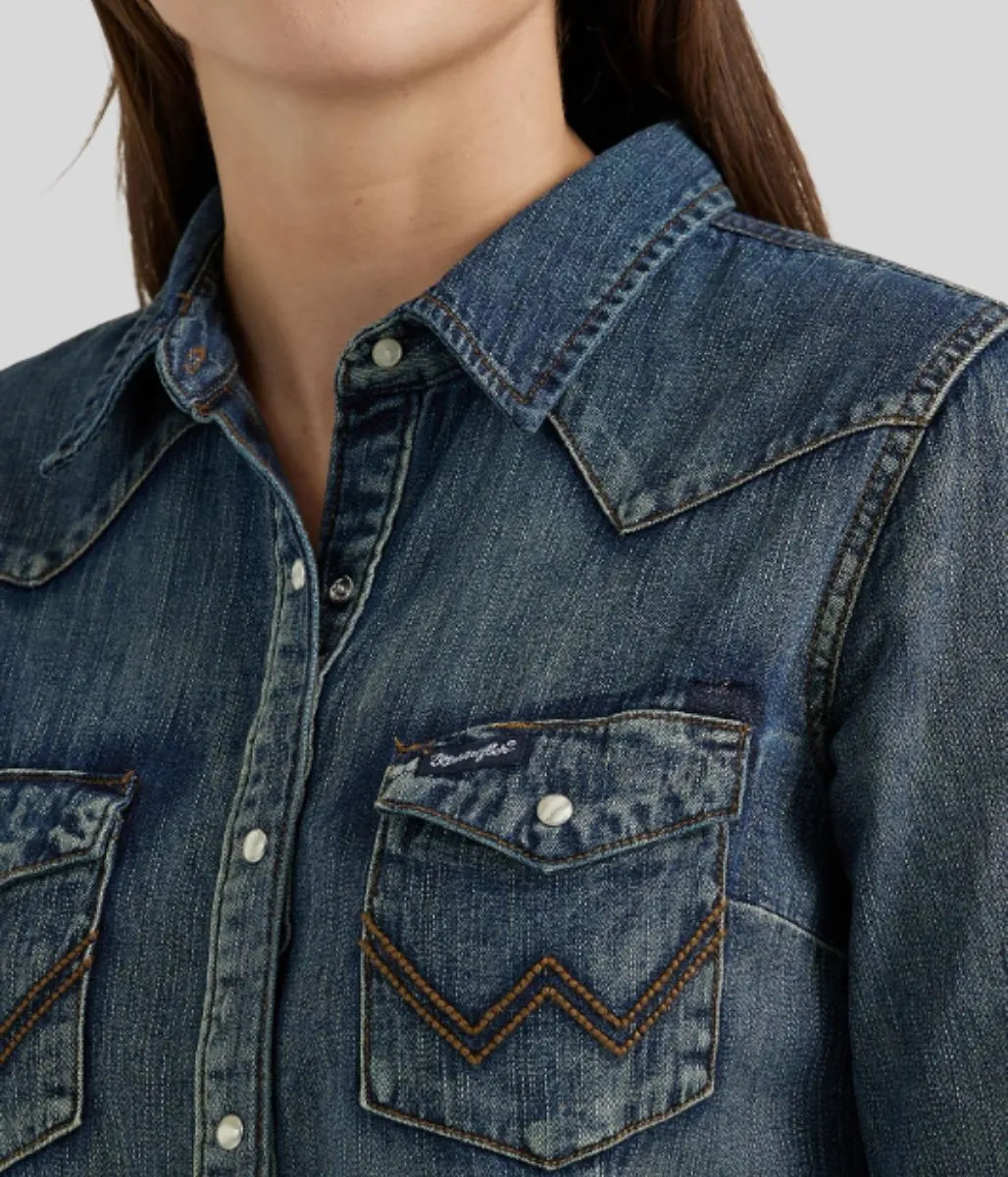 Dark Denim Double Stitch Denim Shirt BondedEdges NonScratchyLining