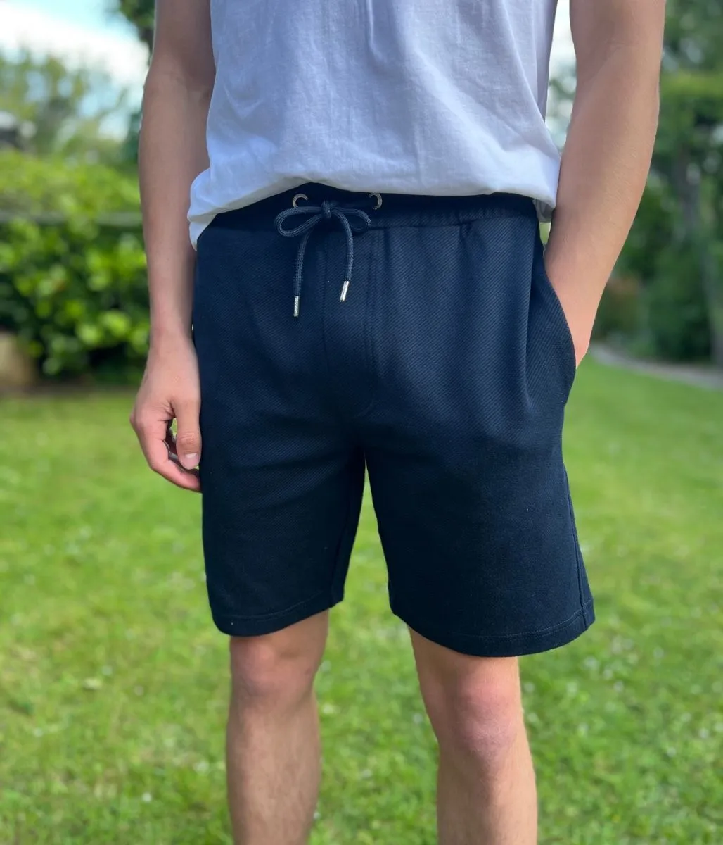 Sporty Layer Quick Conversion Hem Navy Mens Jersey Shorts