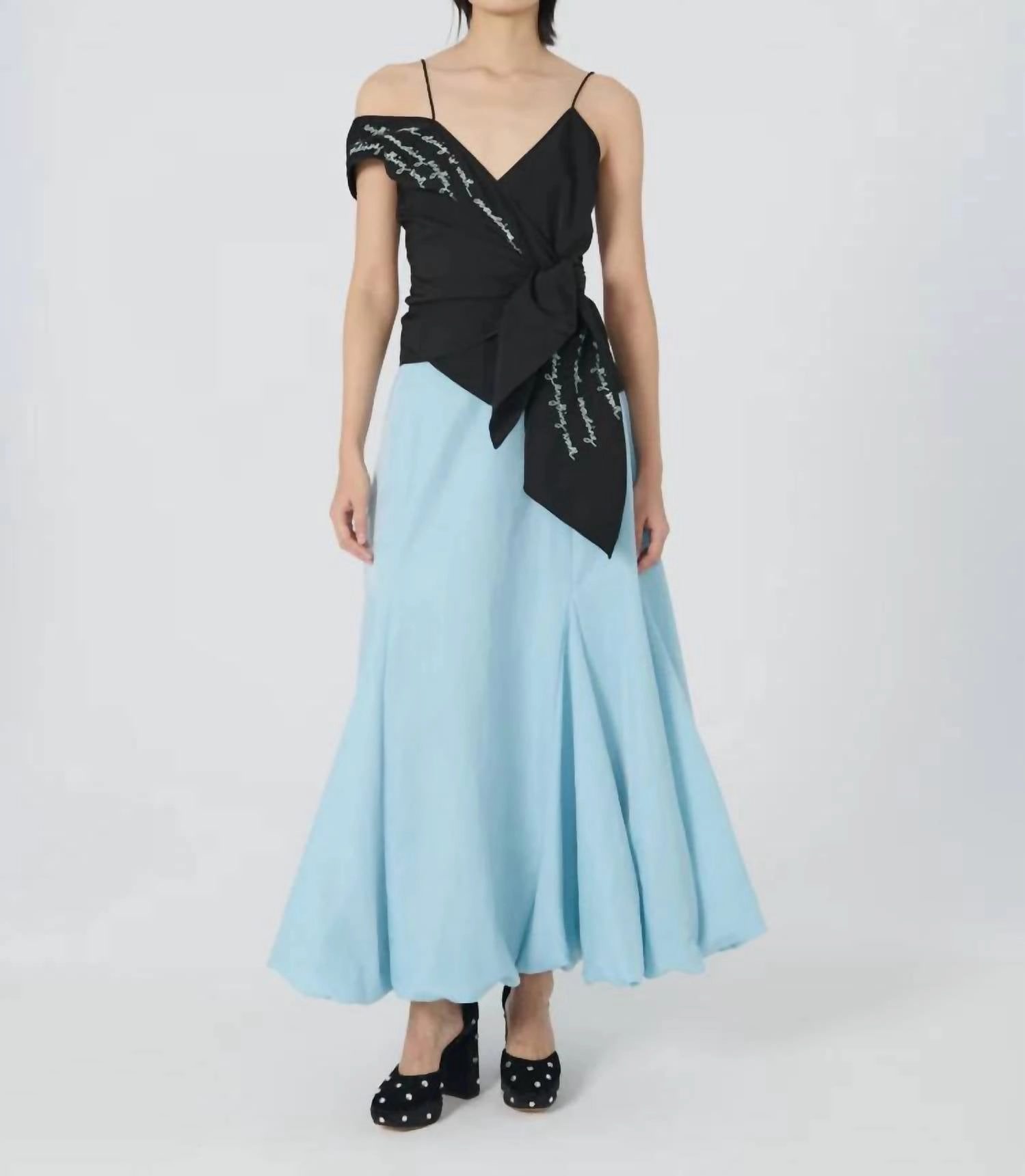 Donna Bubble Skirt In Robin's Egg Leg Elongating