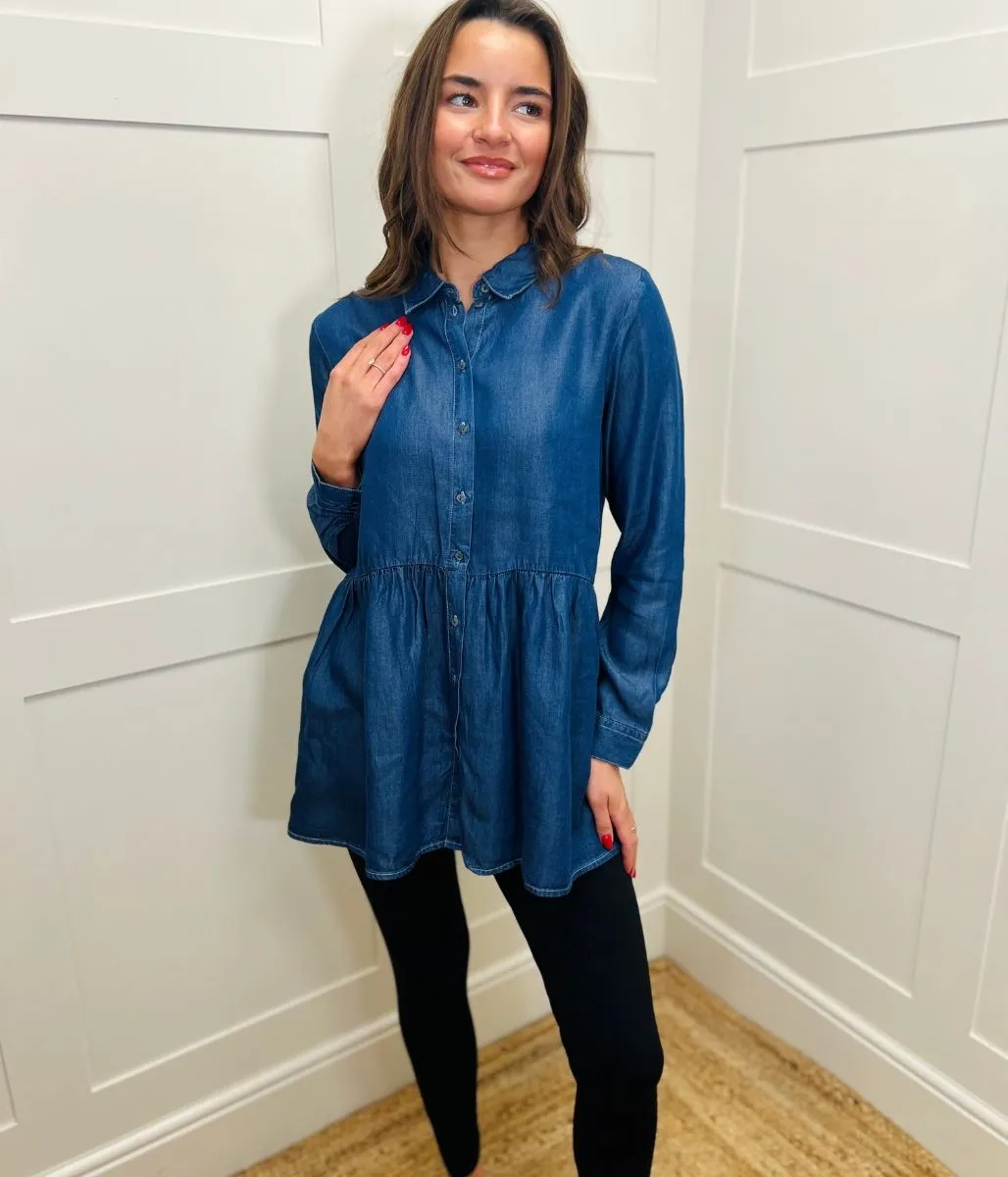 ReflectiveTrims Denim Peplum Tunic Top