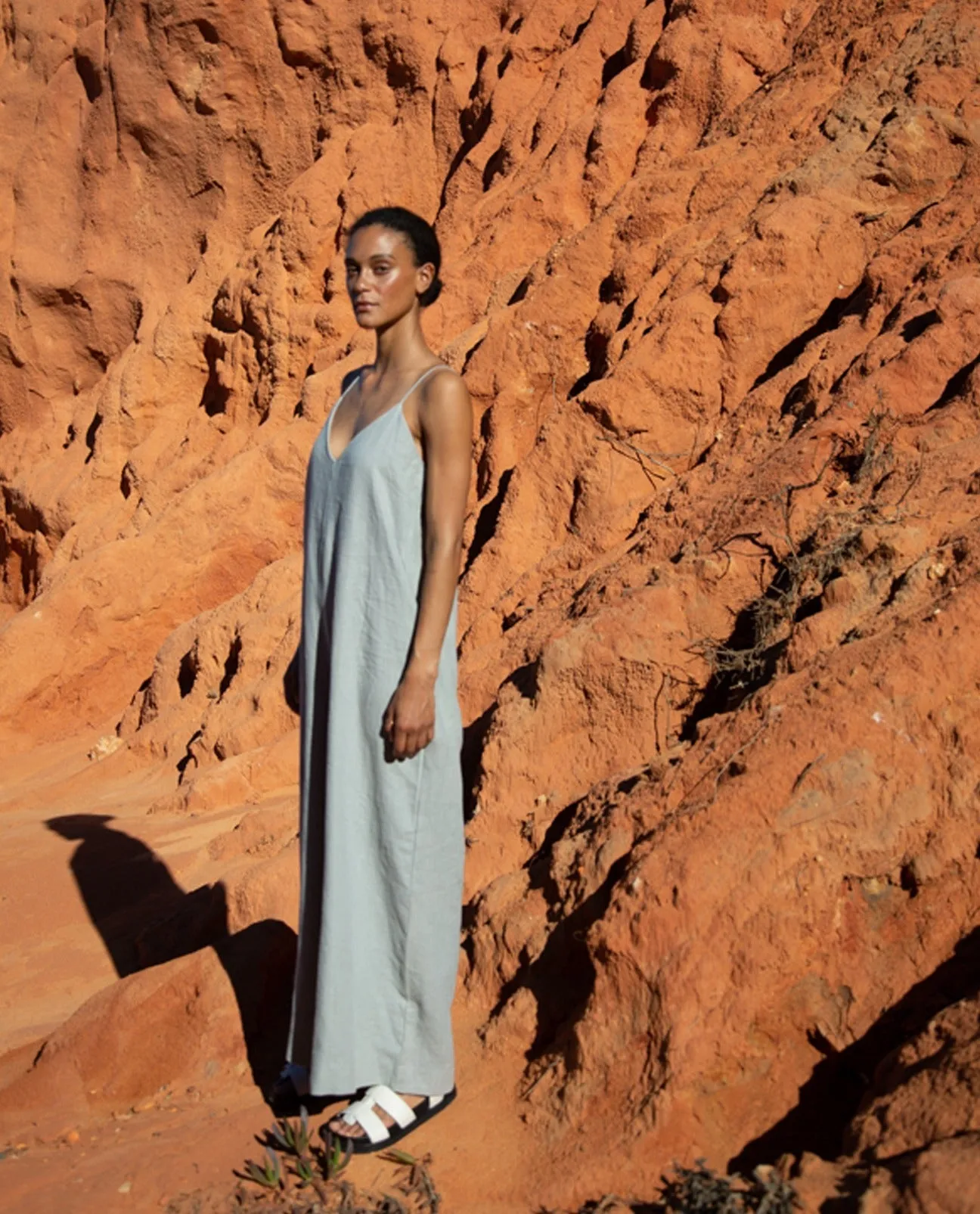 Desmeana-May Linen Jumpsuit In Soft Sage Soft Fabric