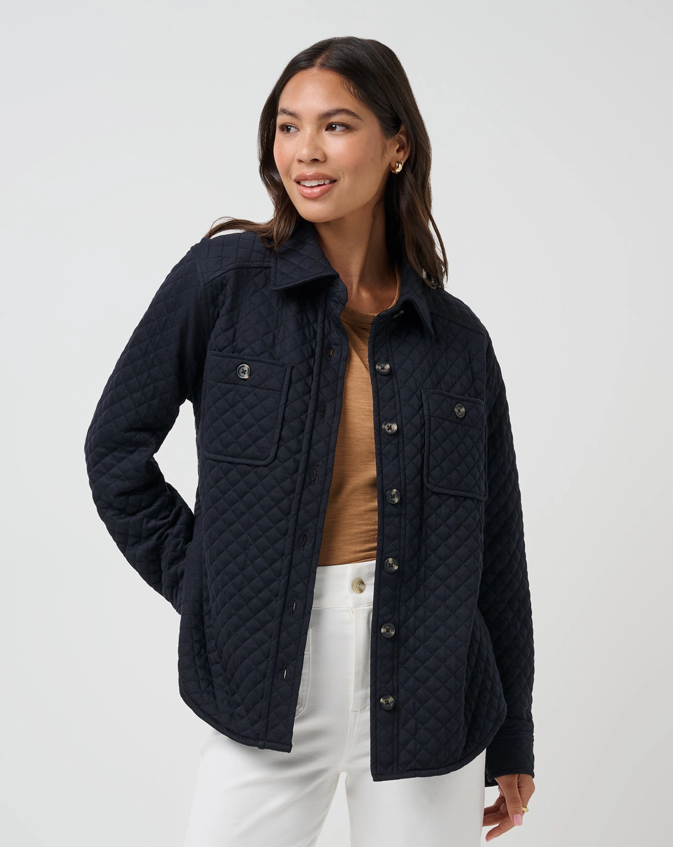 Relaxed Fit Silhouette Diamond Quilted Shacket