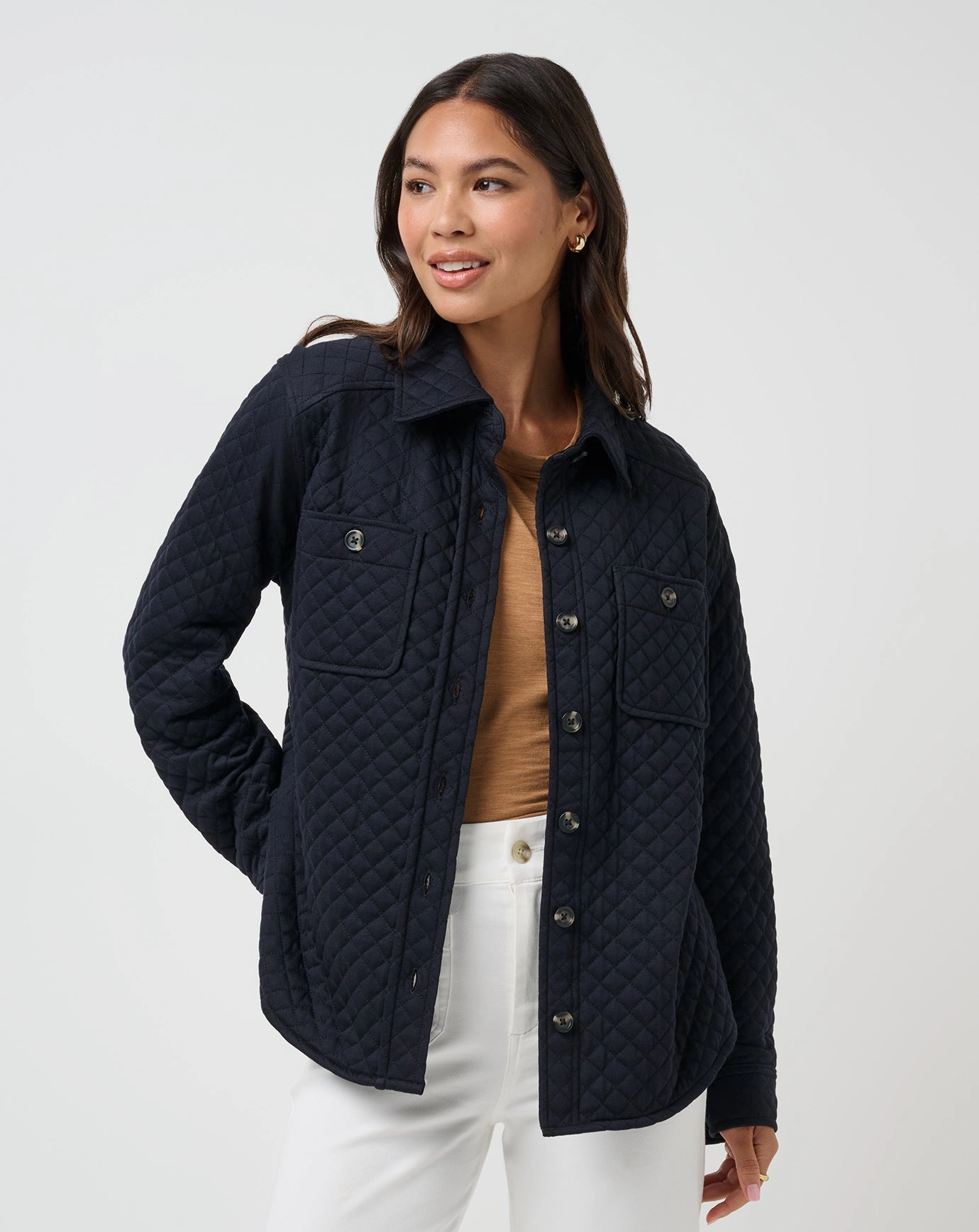 Diamond Quilted Shacket snag resistant