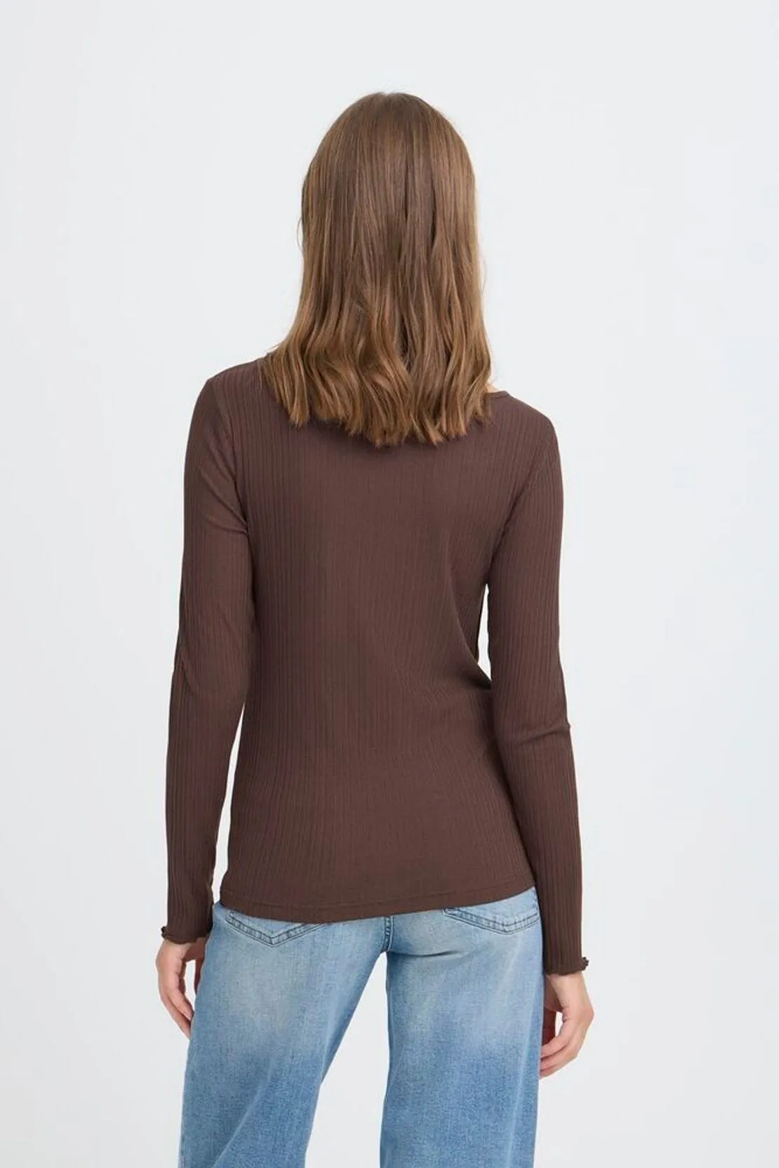 Layered Collar Design Soft Pullover REFINED SQUARE NECK TOP (CHOCOLATE)