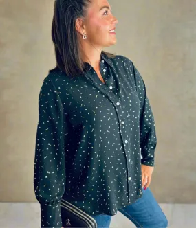 Black Shooting Star Print Shirt Reflective Detailing