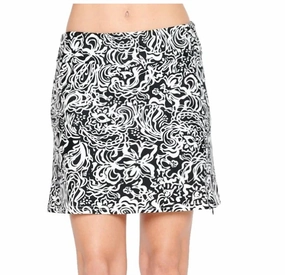 Tessa Skort In Black And White Hibiscus Bold Cut
