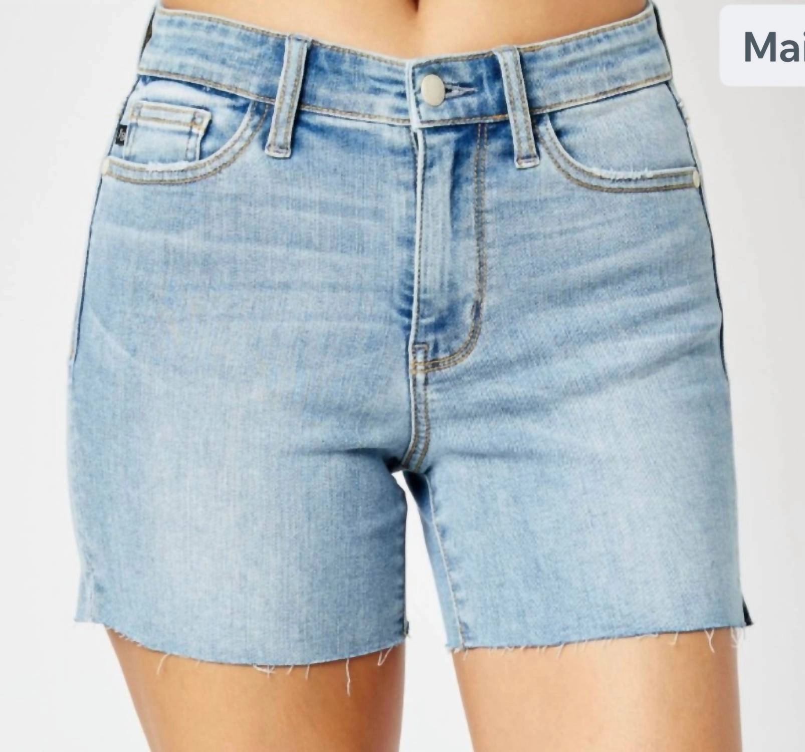 No Slip Waistband Flexible Fabric Shorts In Denim