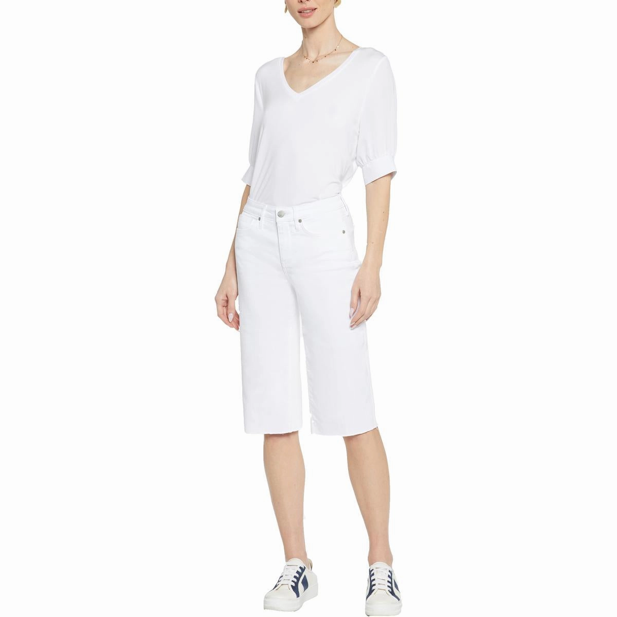 Faux Leather Low Bulk Construction Kristie 80's Womens Raw Hem Denim Bermuda Shorts