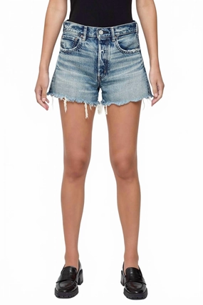 embroidery work soft fit Douglaston Denim Shorts In Blue