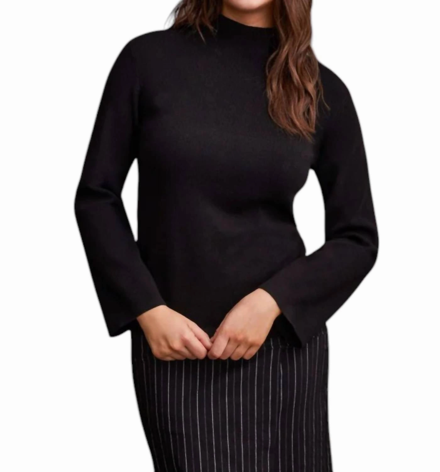 Funnel Neck Sweater In Black Versatile Layering Piece Soft Layering