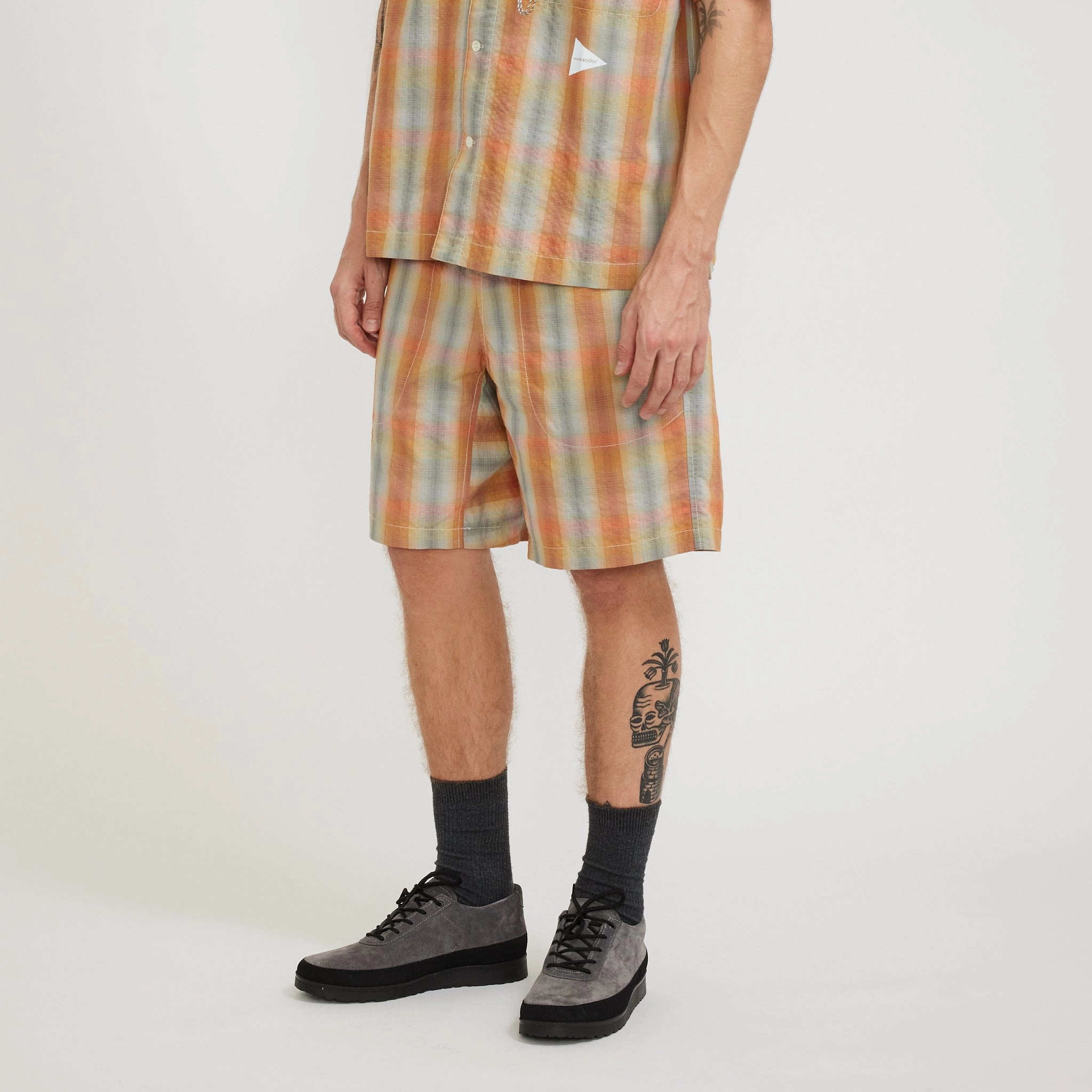 Dry Check Short Pants Orange Unique Pattern Quick design