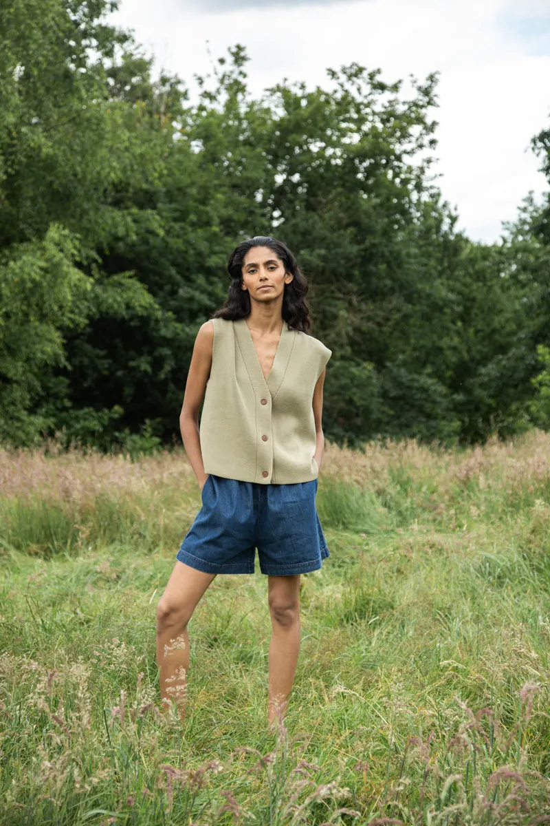 Layered Style Paola-Leigh Organic Cotton Denim Short in Mid Blue