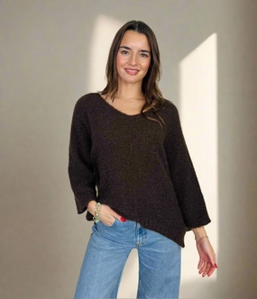 Flexible Layers Odor Resistant Knitwear Chocolate Maddie Relaxed Jumper