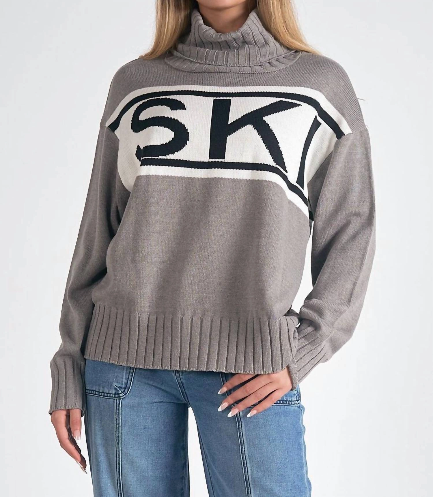Ski Turtleneck Sweater In Grey Chilly Comfort Look Chilly Layer
