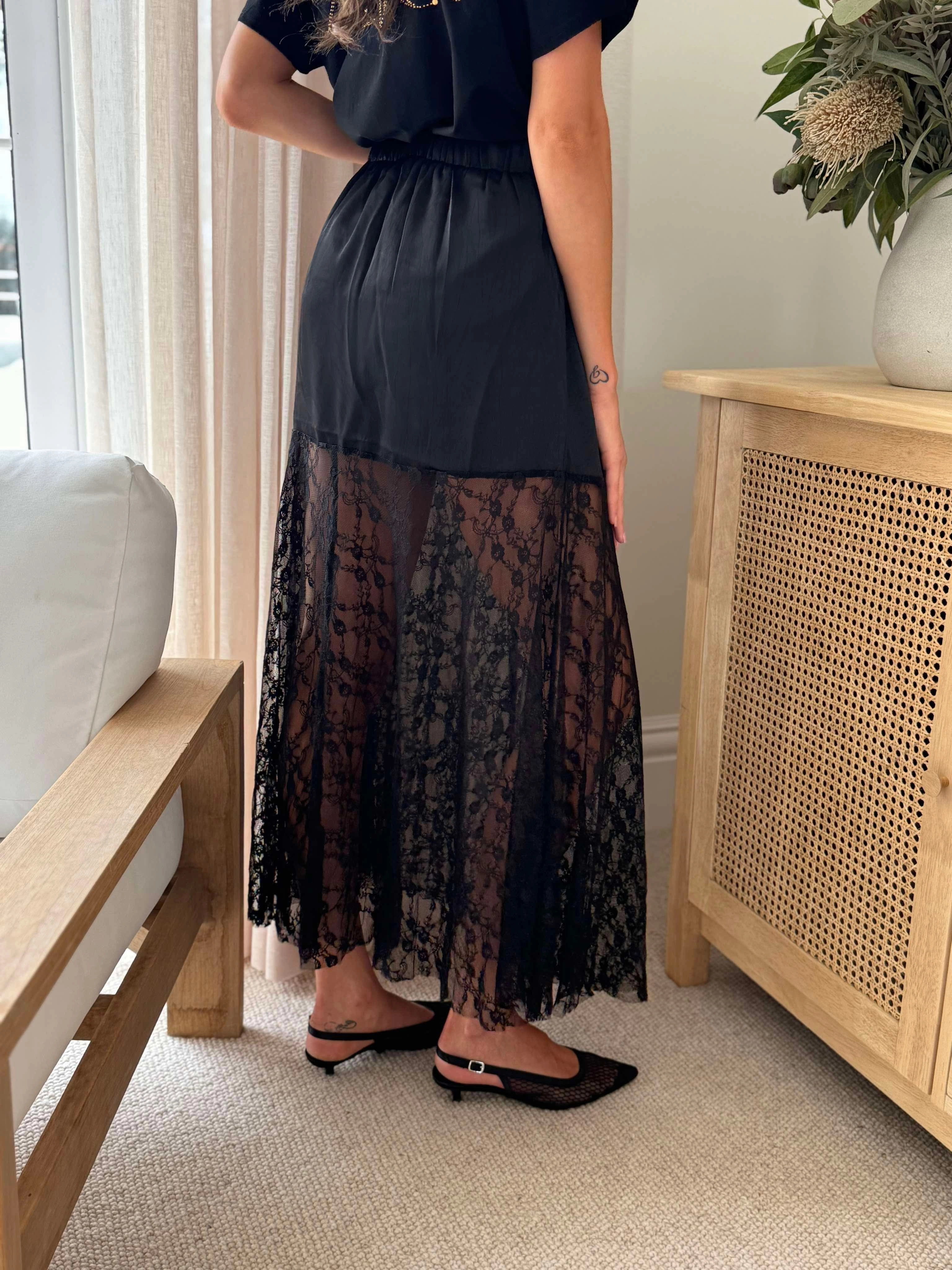 Daytime Look Teen Fashion FADE TO LACE SKIRT