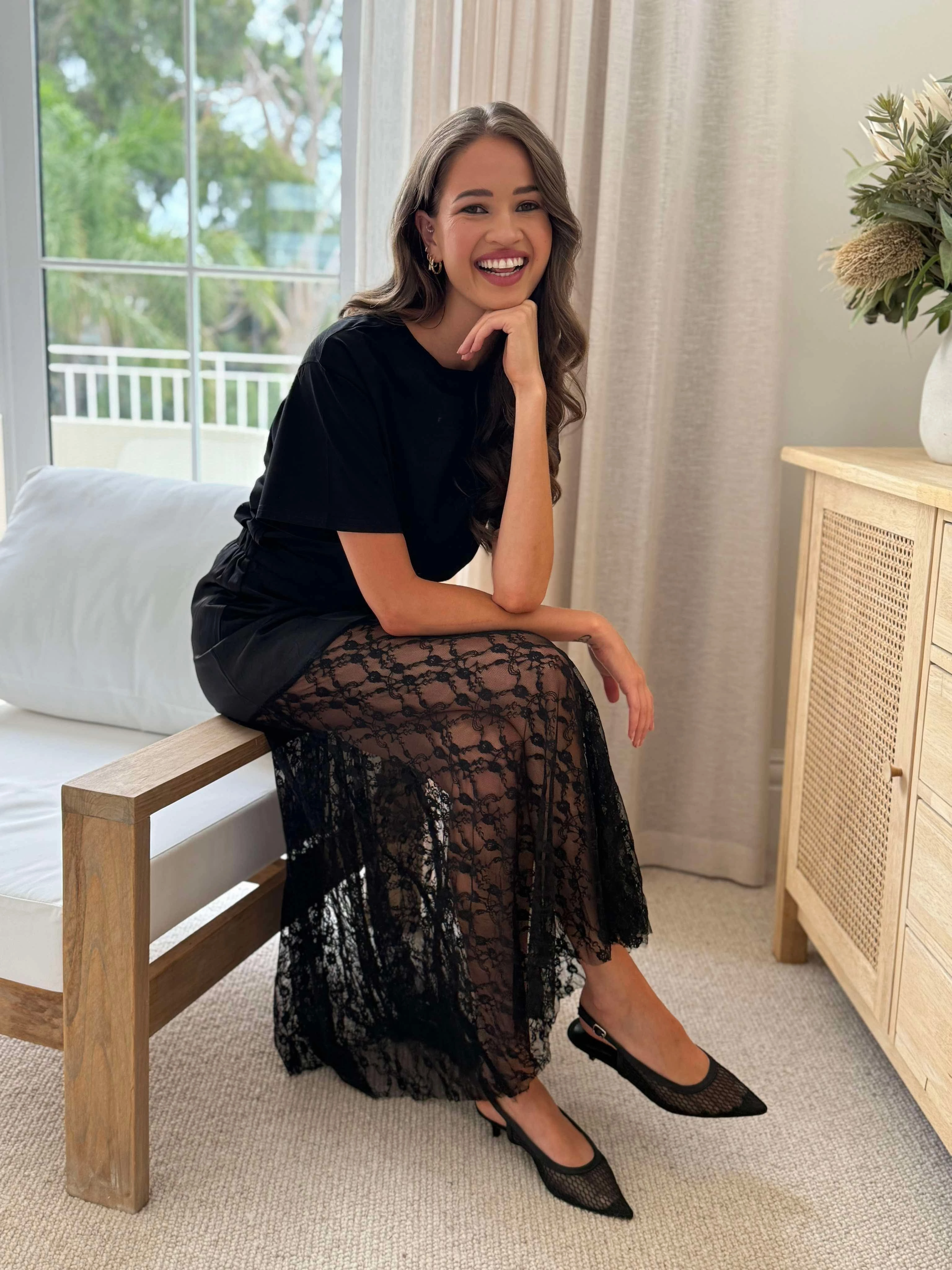 Outfit Combo Shirred Back FADE TO LACE SKIRT