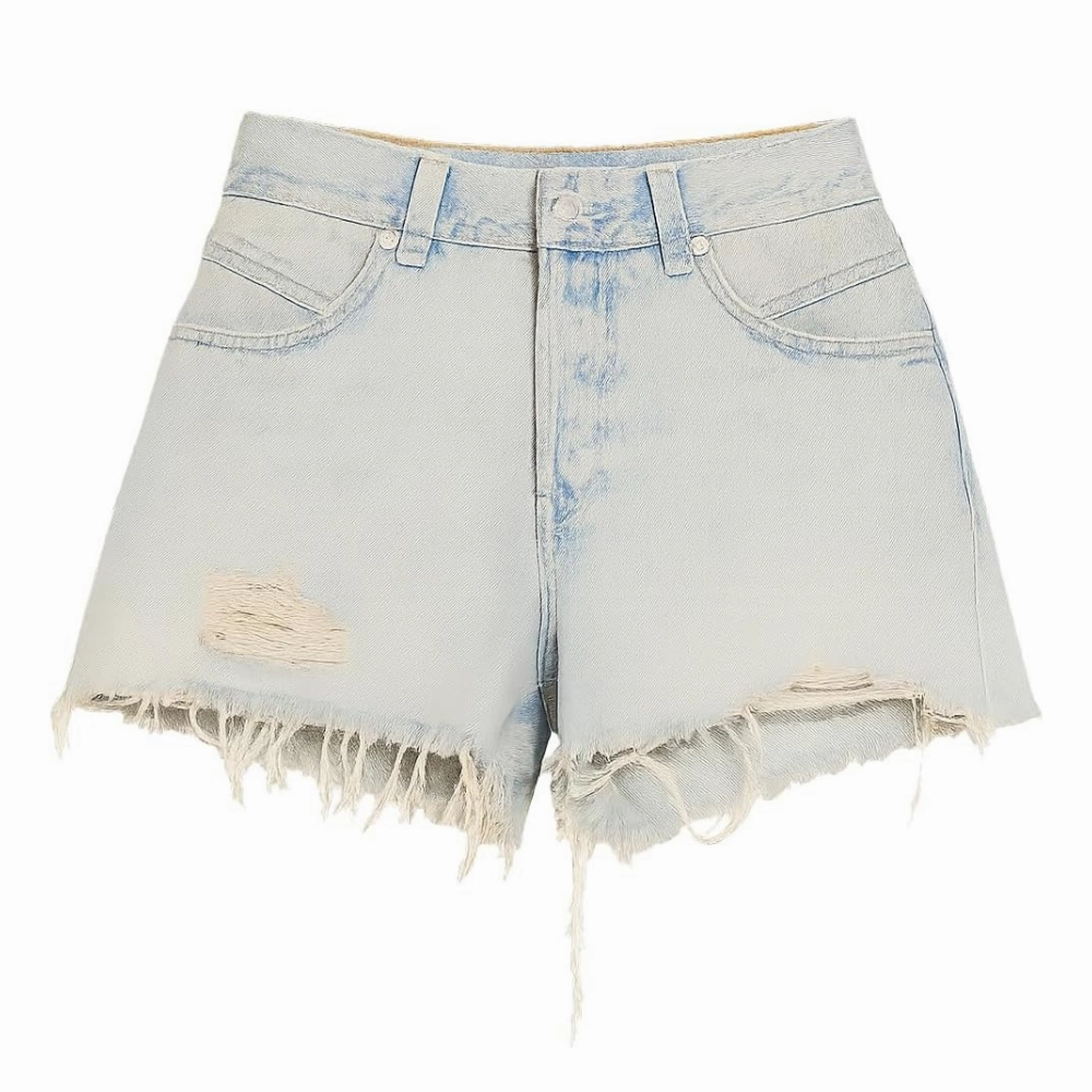 Linen blend Elastic Waistband Design Free People Women's Now or Never Denim Shorts, Well Worn