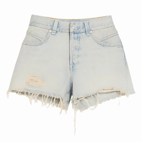 Free People Women's Now or Never Denim Shorts, Well Worn Neat Look Wind Resistant Material