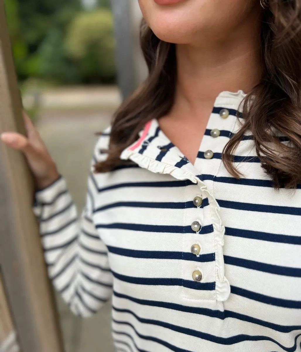 AntiStatic Weave QuickRelease Closures Ivory & Navy Daphne Striped Top