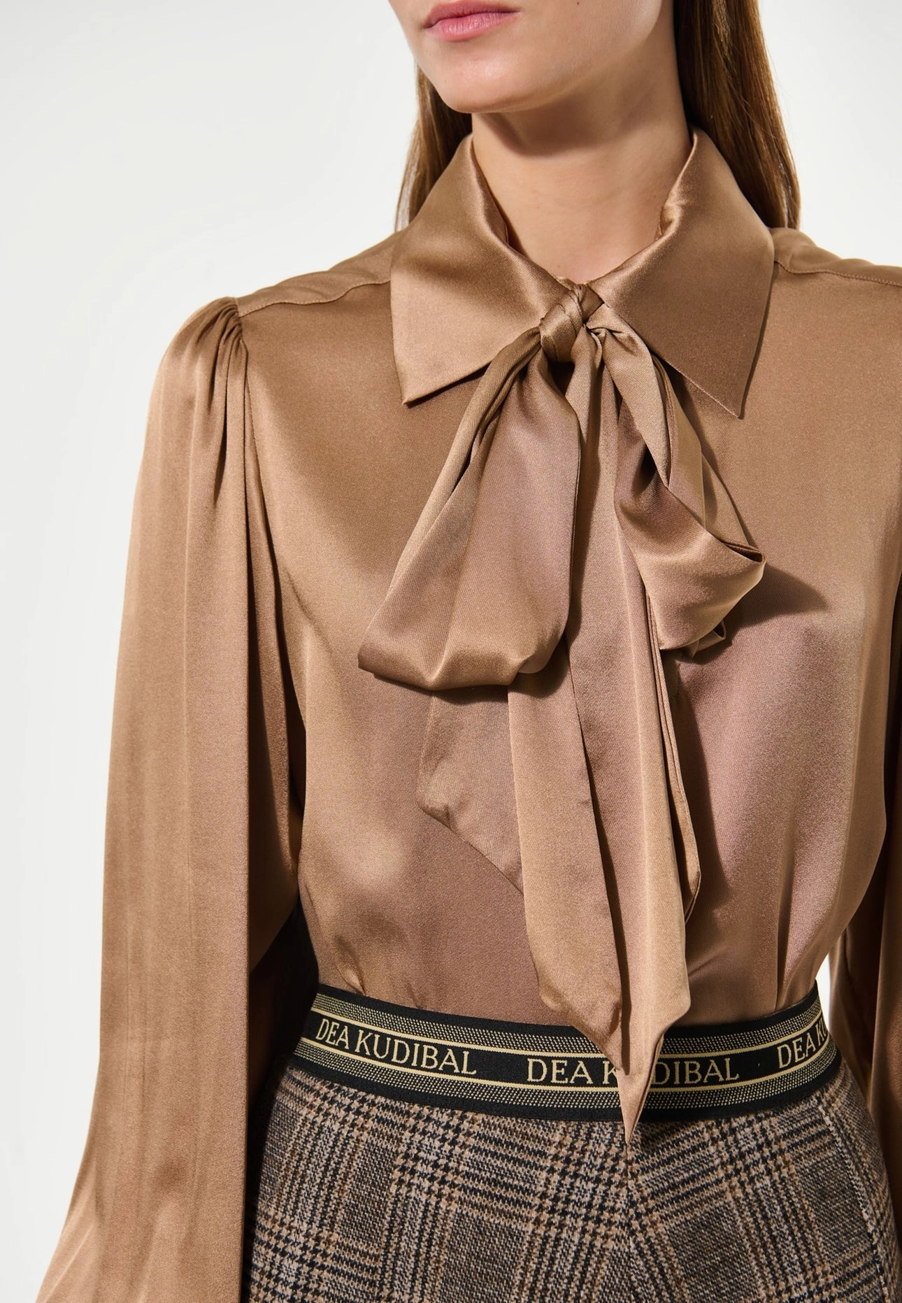 FrictionResistant Trim Warm Hoodie Kikkidea Blouse - Russet