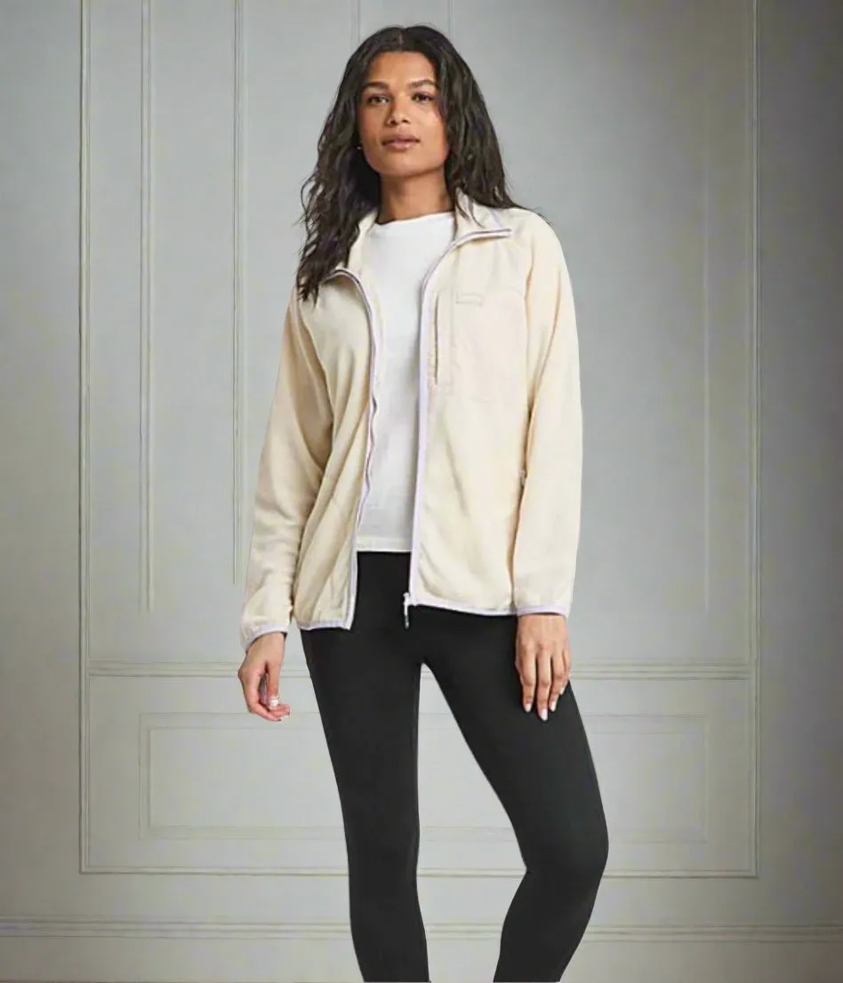 AntiBacterial Coating Raw Edge Detail Ecru Lilana Full Zip Fleece