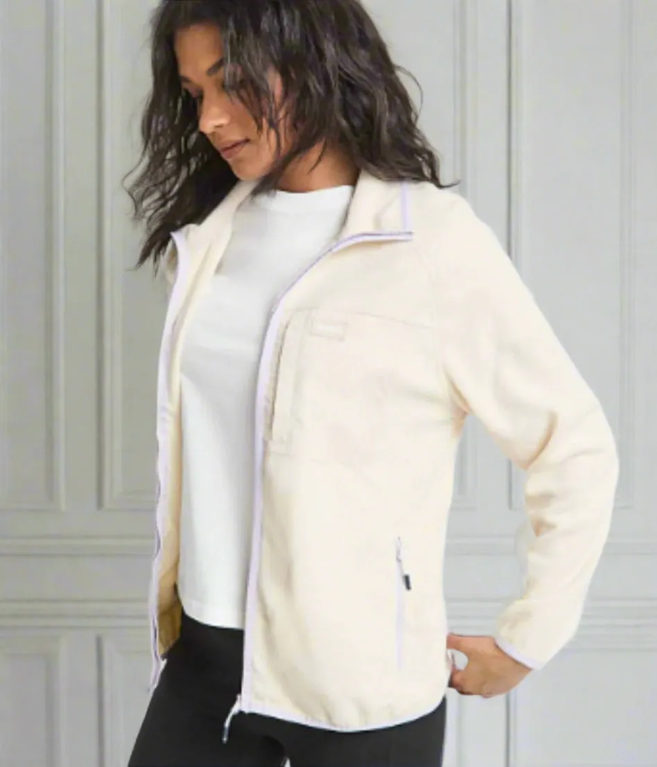 Breathable Movement All-Season Comfort Ecru Lilana Full Zip Fleece
