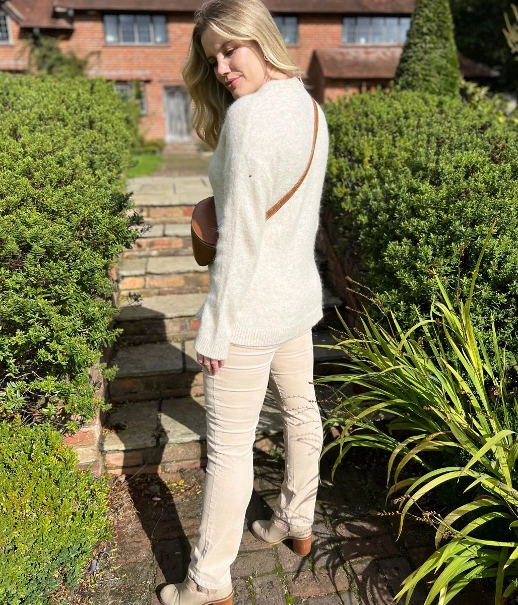 Ecru Alpaca Blend Crew Neck Jumper Active Comfort