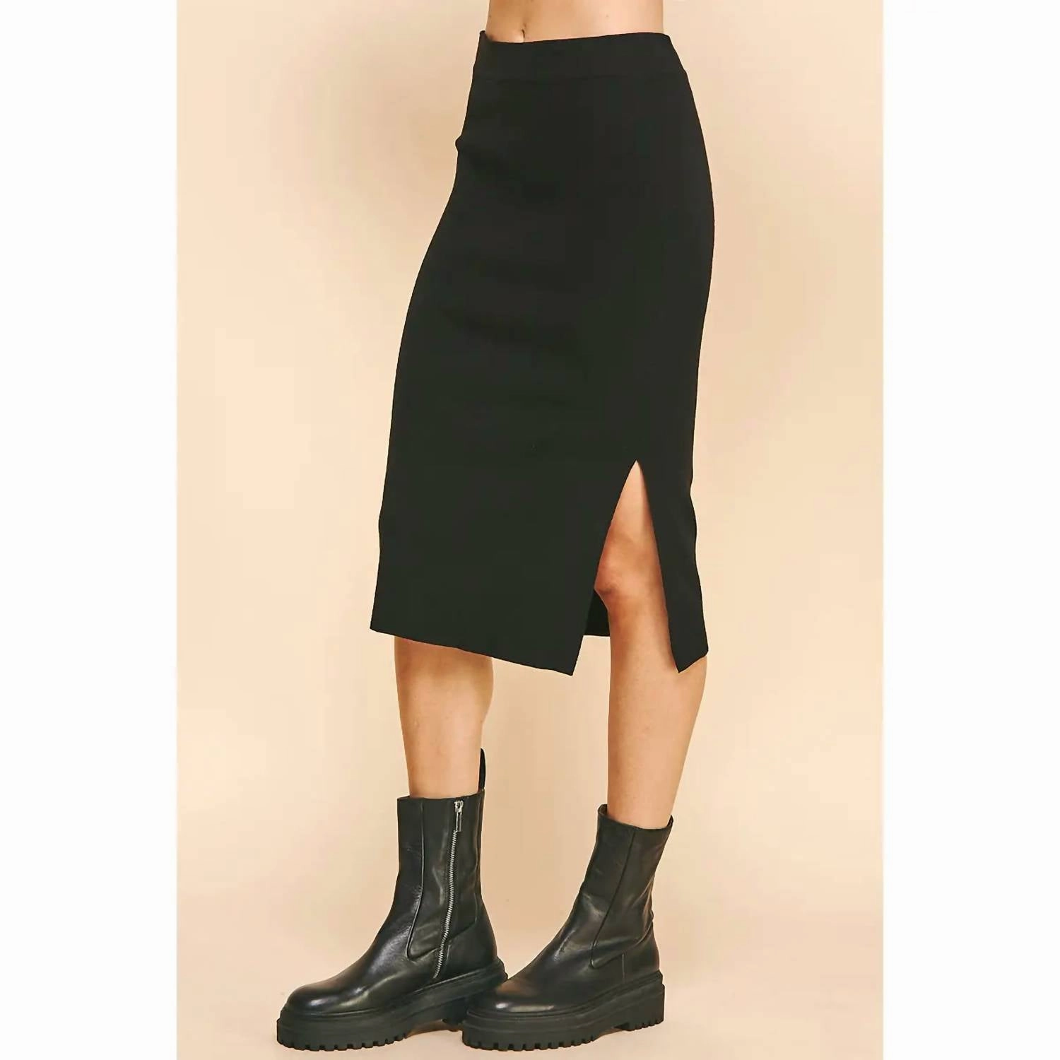 Stylist Pick Women's Where You Are Side Slit Sweater Midi Skirt In Black