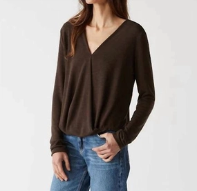 Janet Tahoe Jersey Surplice Top In Java Versatile Apparel
