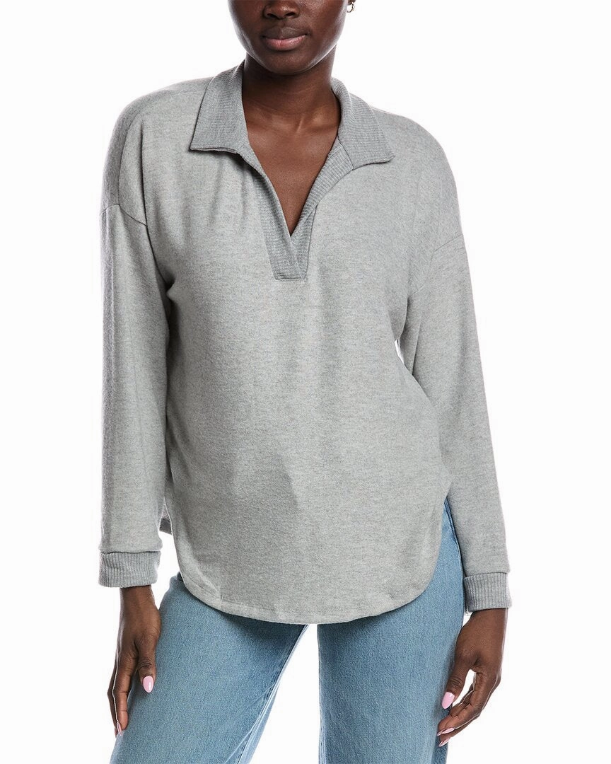 Layered Chic Project Social T Chiara Heathered Cozy Collared Pullover