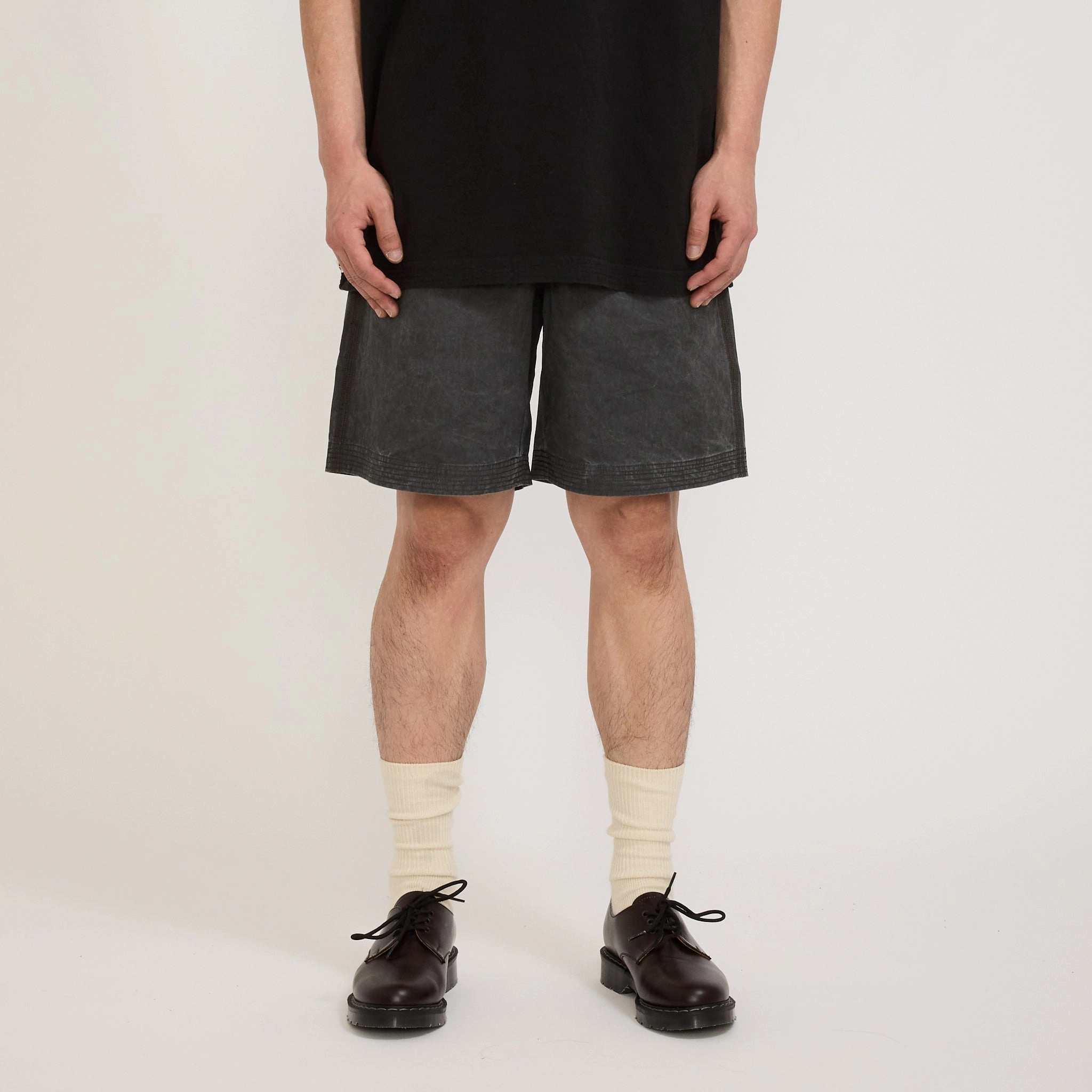 Relaxed Short Washed Charcoal Stain Release Finish