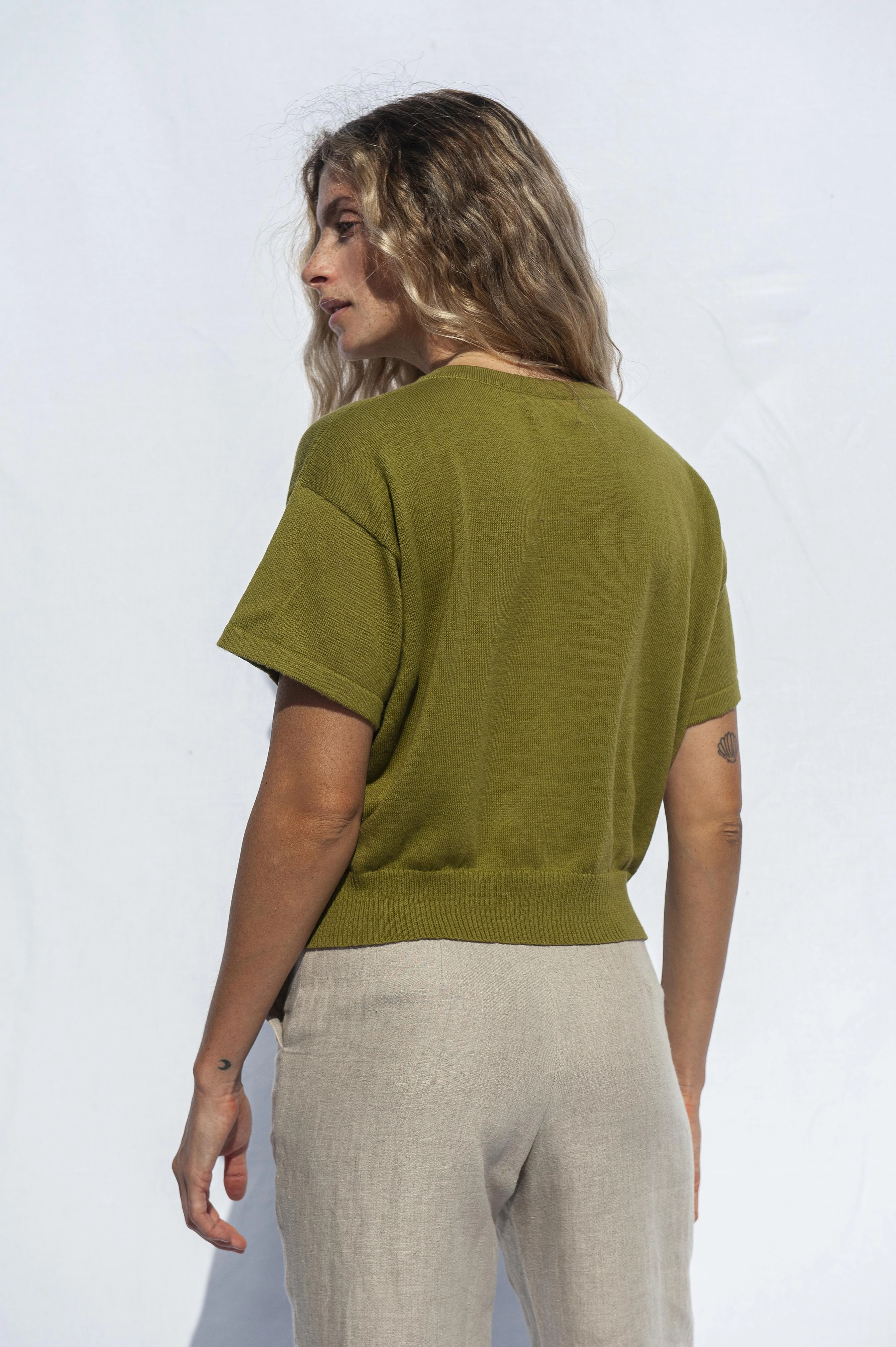 Work Appropriate Quick-Dry El Sur Knit Top Moss Green