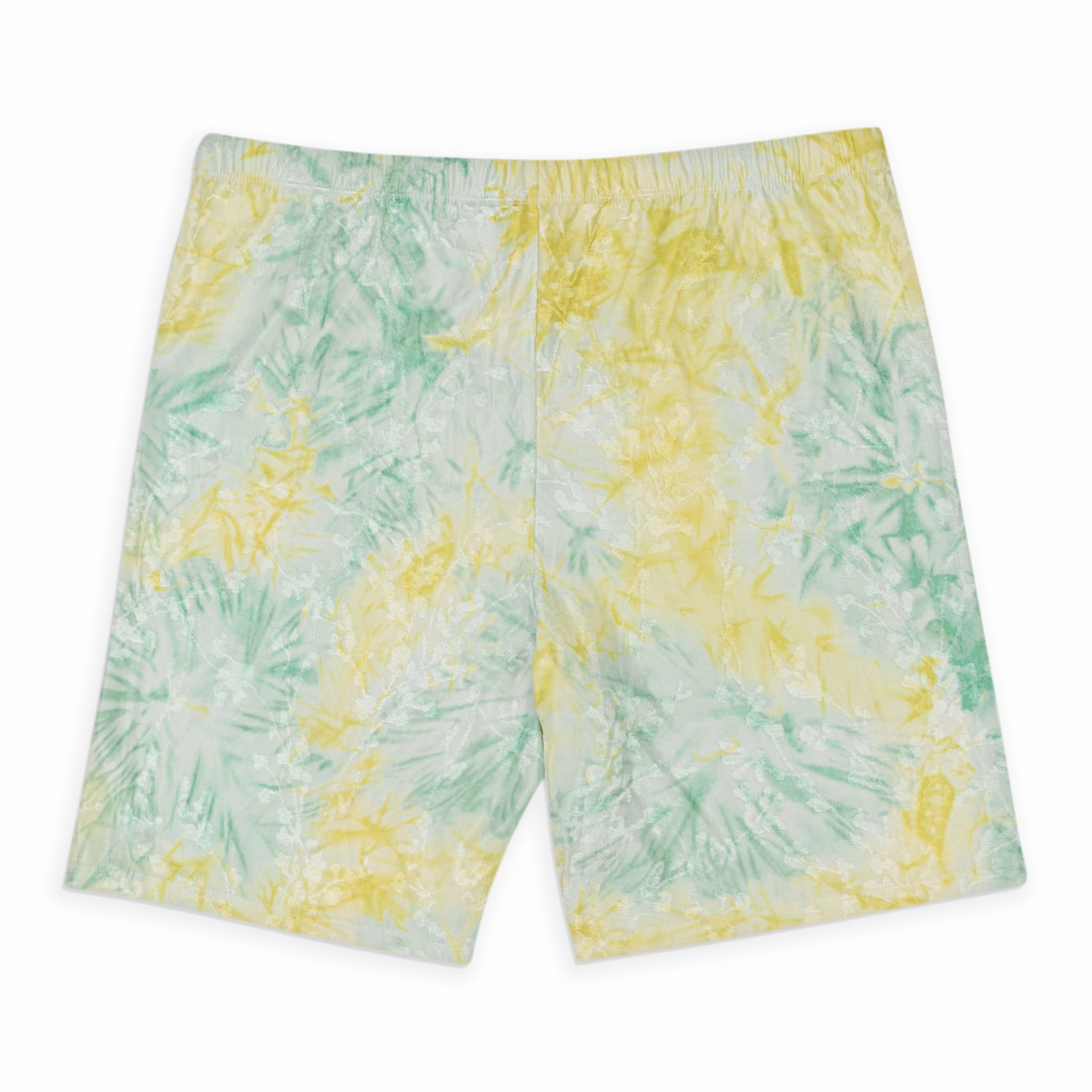 Nylon Material Coastal Style TEXTURED TIE DYE ORANGE GREEN BIKE SHORTS