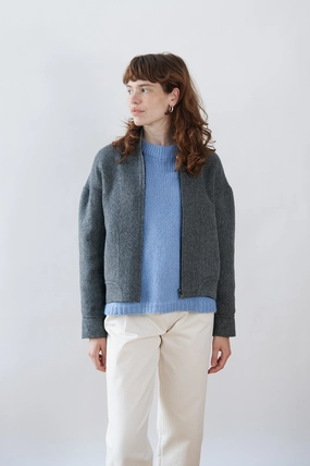 Heat Resistant Fabric Heavyweight Fabric Eleanor Reversible Jacket Anthracite - Black