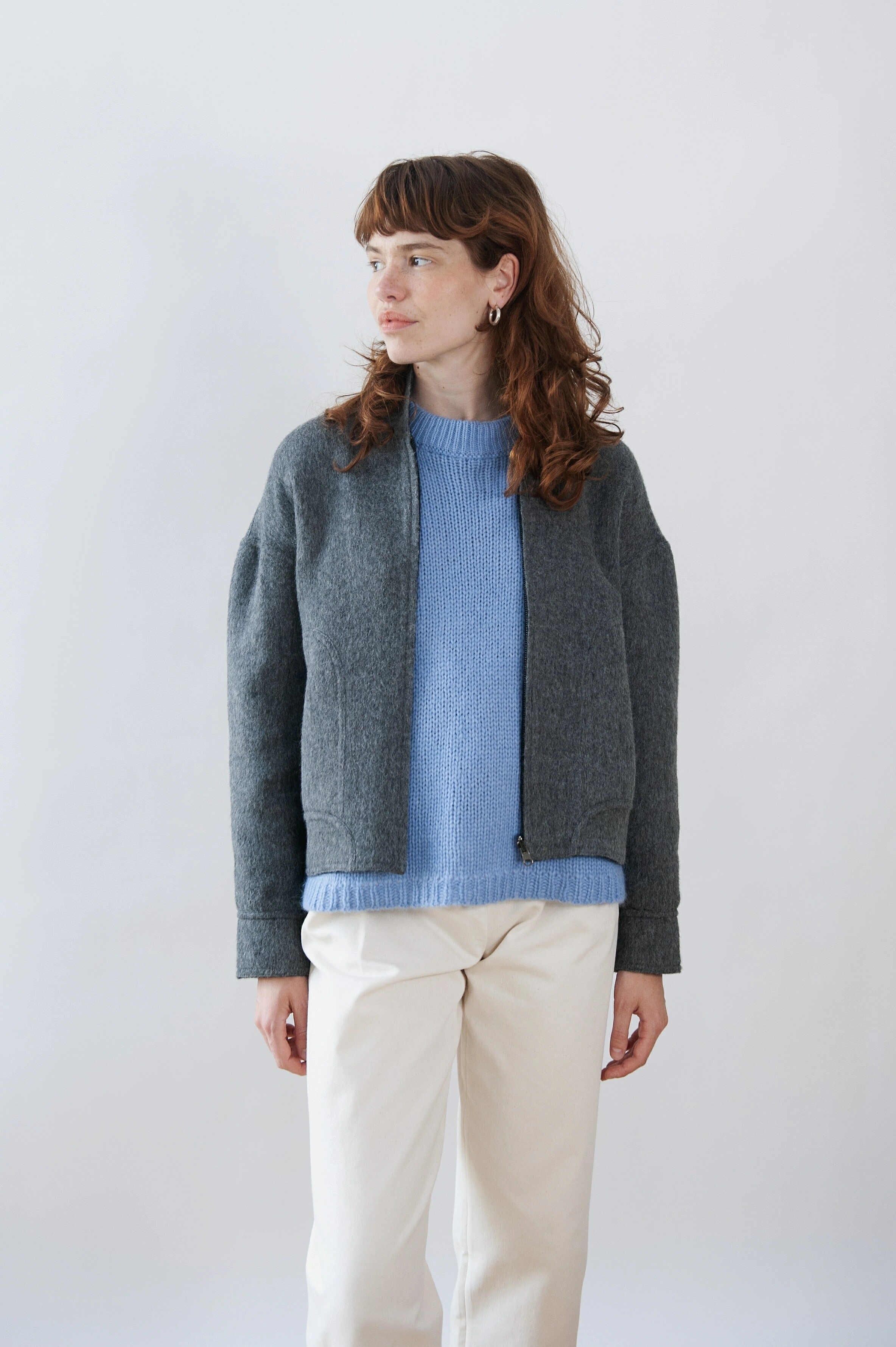 Heat Resistant Fabric Heavyweight Fabric Eleanor Reversible Jacket Anthracite - Black