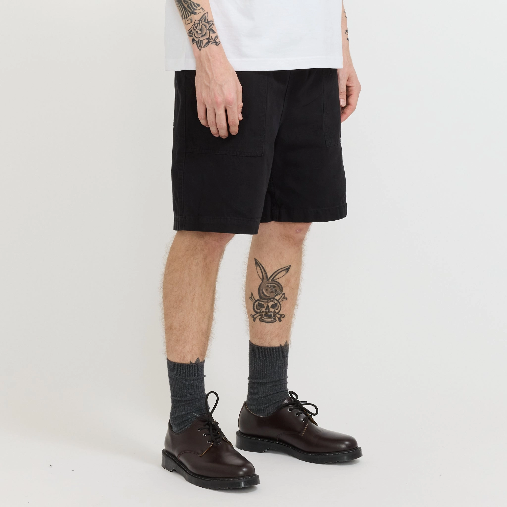 Soft Waistband Lightweight Weave Canvas Chef Shorts Black