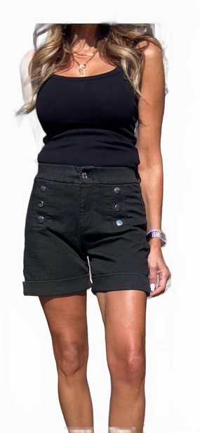 Elise Button Shorts In Black Travel Style Casual Days