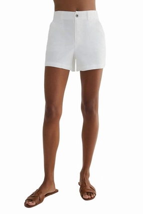 Elle Playa Trouser Short In White Chic Comfort Quick Release Fastener