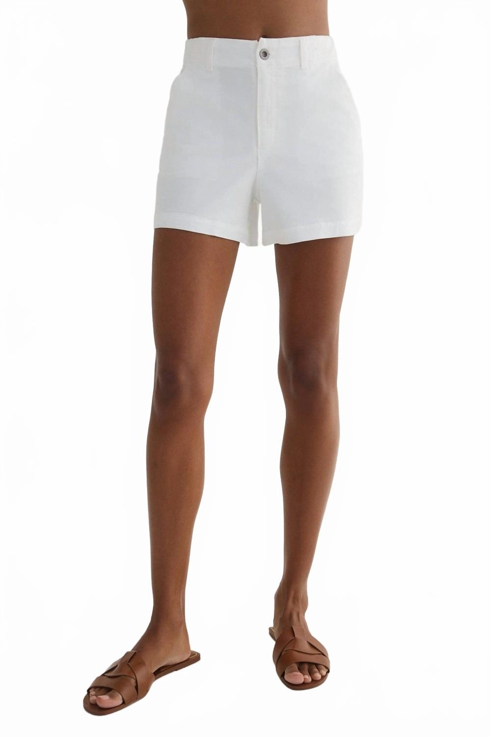 Elle Playa Trouser Short In White Chic Comfort Quick Release Fastener