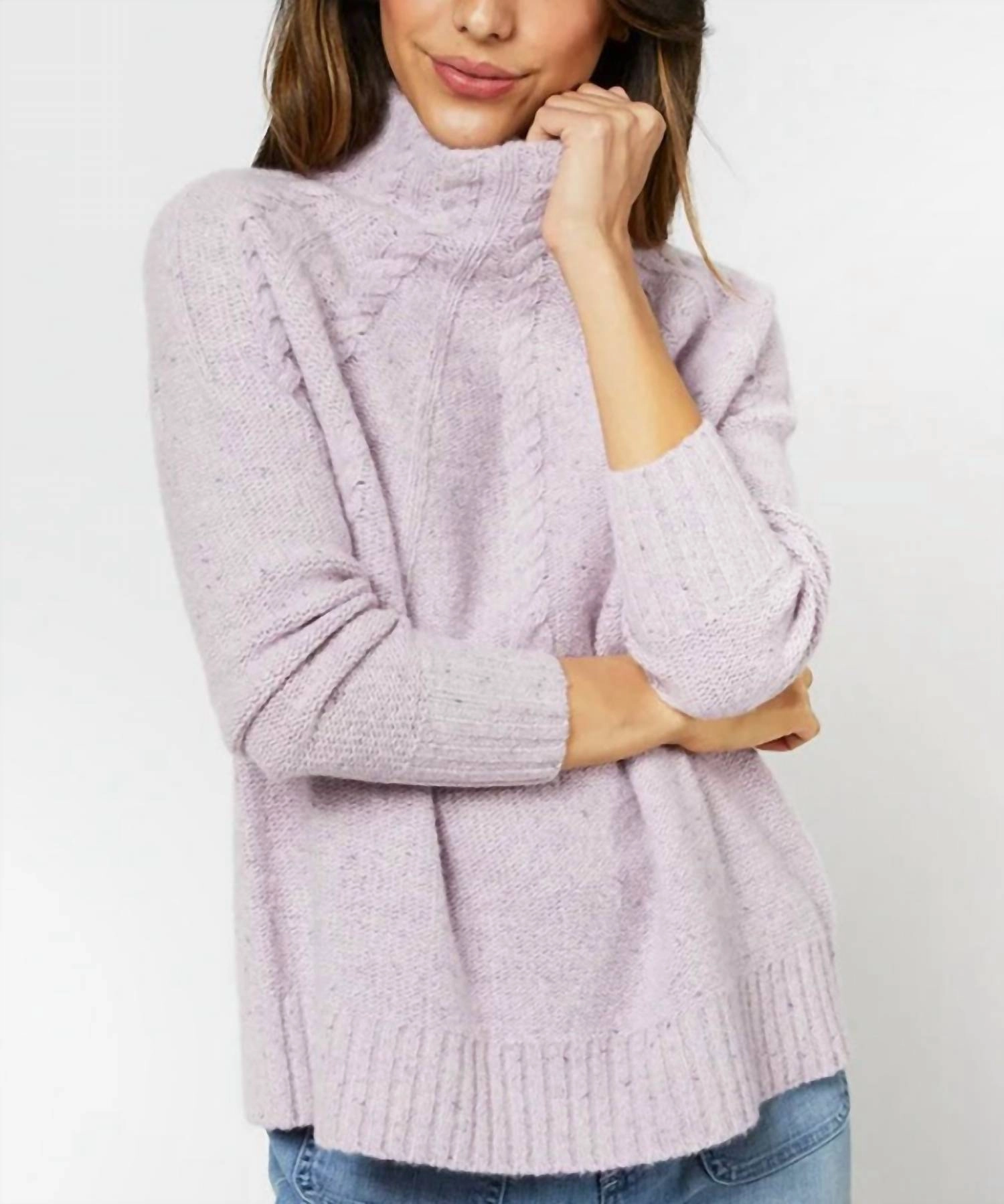 Chilly Days Wear Abrasion Resistant Edging Elsey Sweater In Lilac
