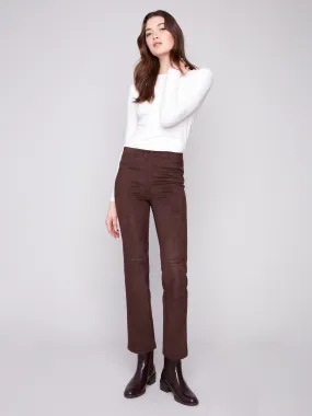 Faux Suede Pull-On Pants - Mocha Casual Comfort Fit